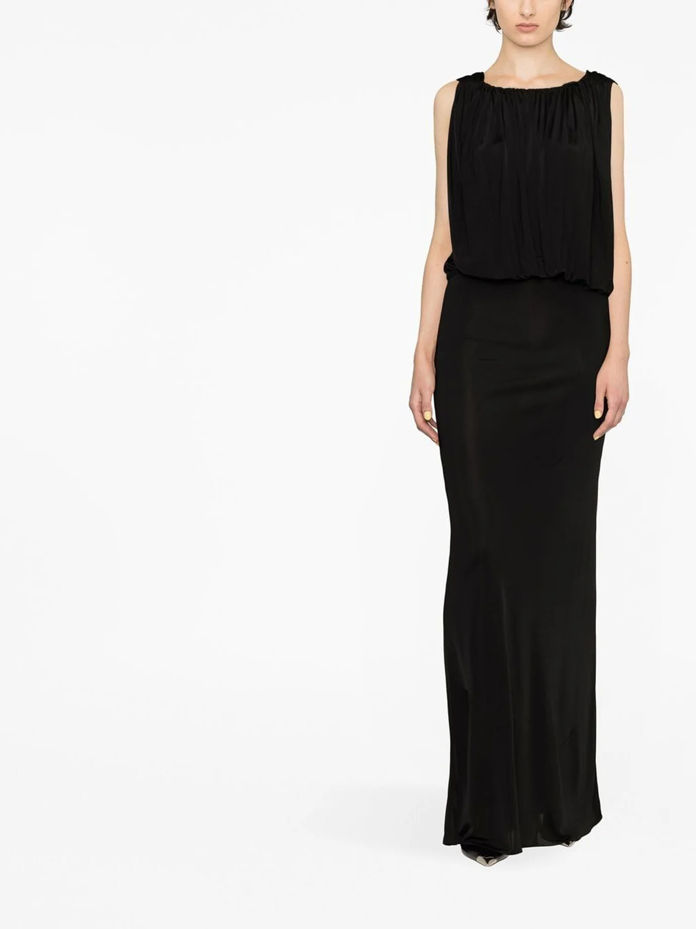 SAINT LAURENT Responsible Shiny Jersey Sleeveless Long Dress - Image 2