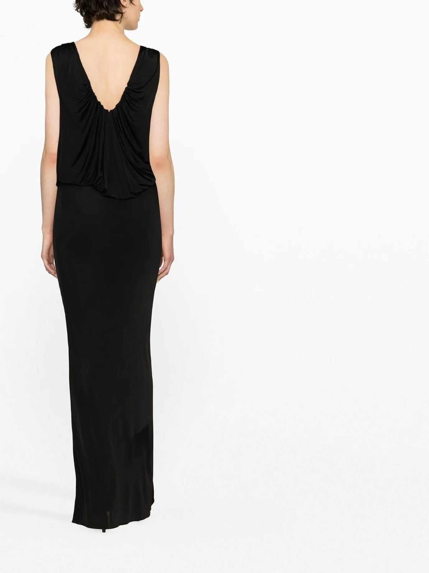 SAINT LAURENT Responsible Shiny Jersey Sleeveless Long Dress - Image 3