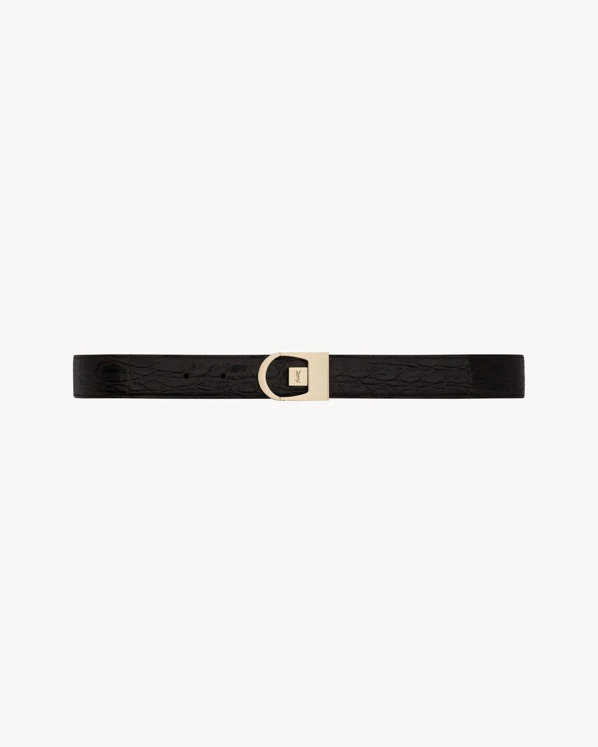 SAINT LAURENT Reversible Belt in Crocodile Embossed Leather