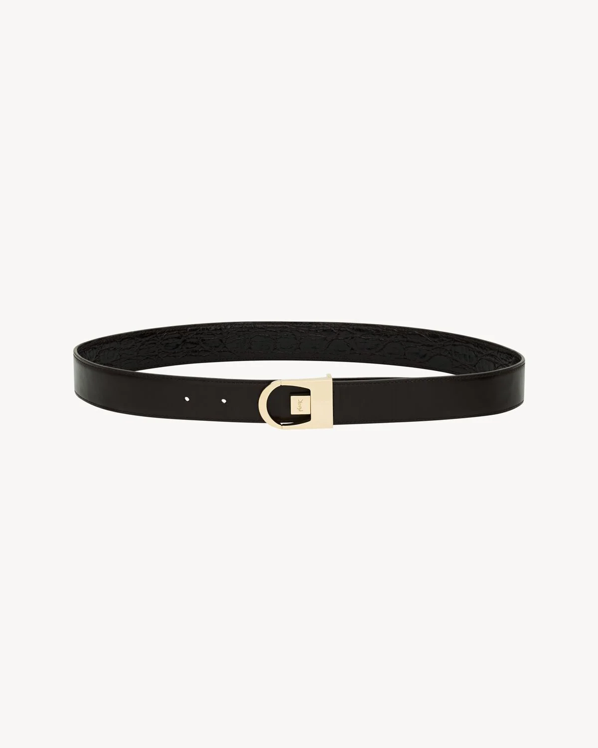 SAINT LAURENT Reversible Belt in Crocodile Embossed Leather - Image 2