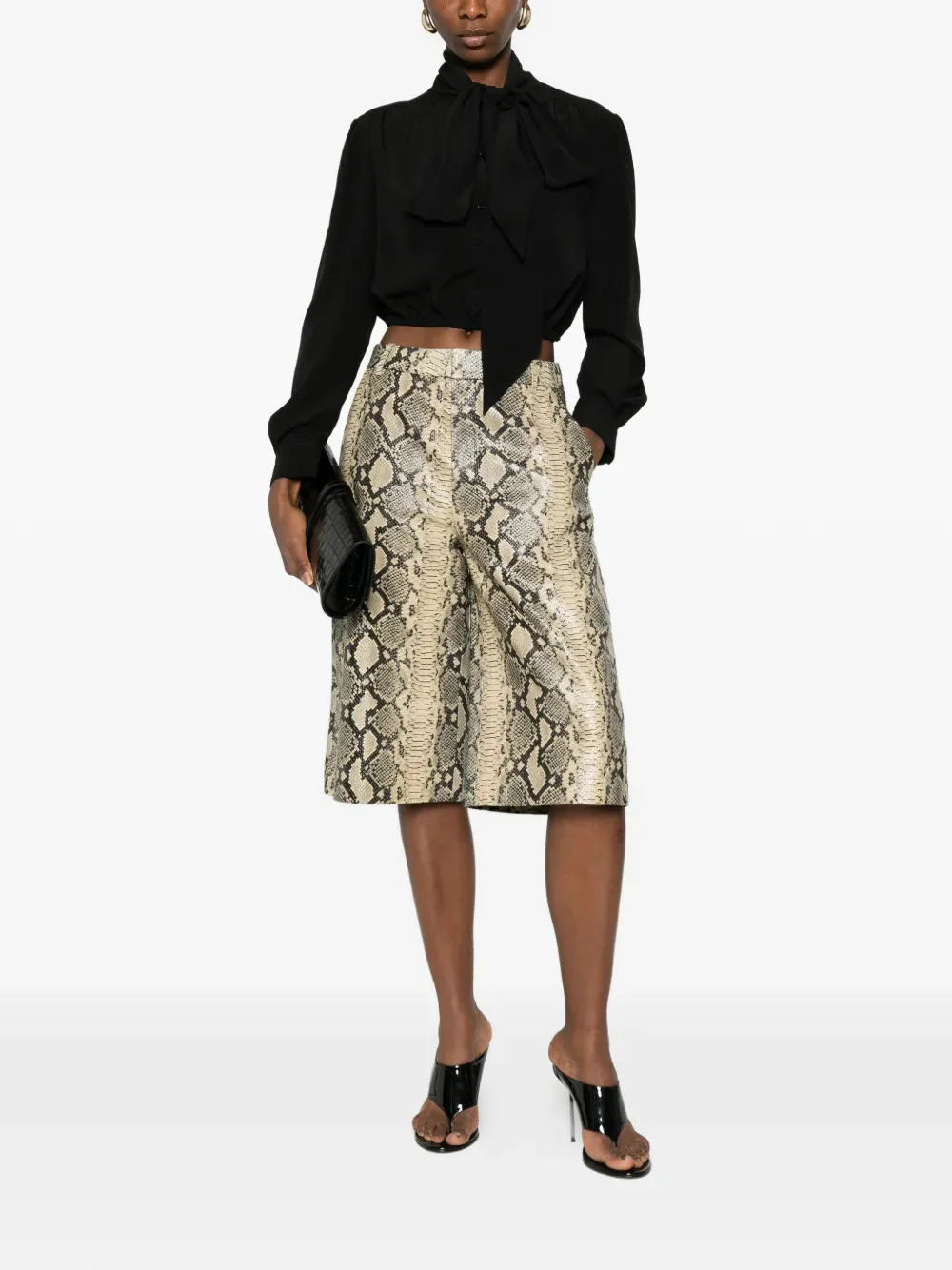 Saint Laurent Silk Lavaliere Collar Button-Up Shirt for Women - Image 2