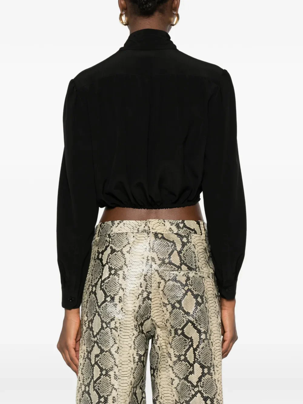 Saint Laurent Silk Lavaliere Collar Button-Up Shirt for Women - Image 4