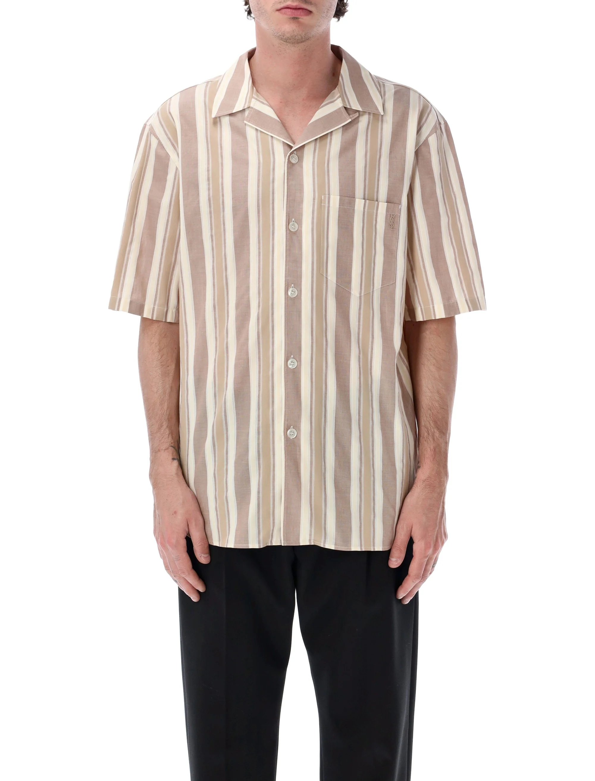 Saint Laurent Striped Cotton T-Shirt for Men