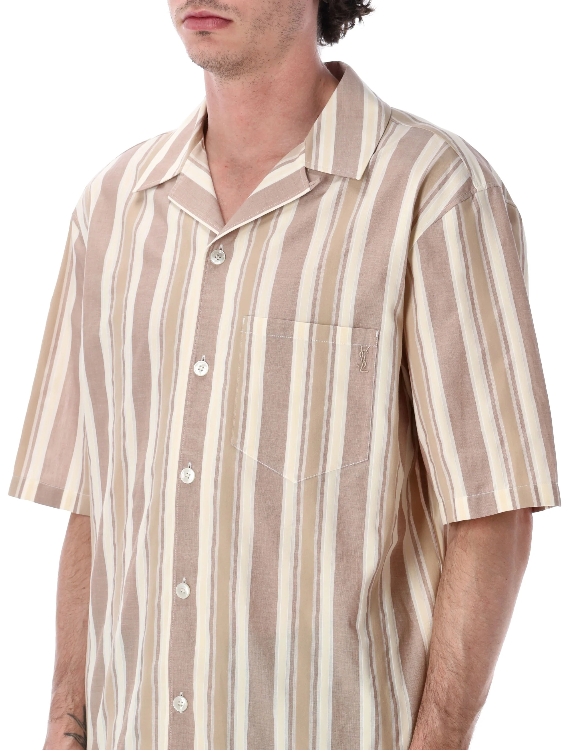 Saint Laurent Striped Cotton T-Shirt for Men - Image 3