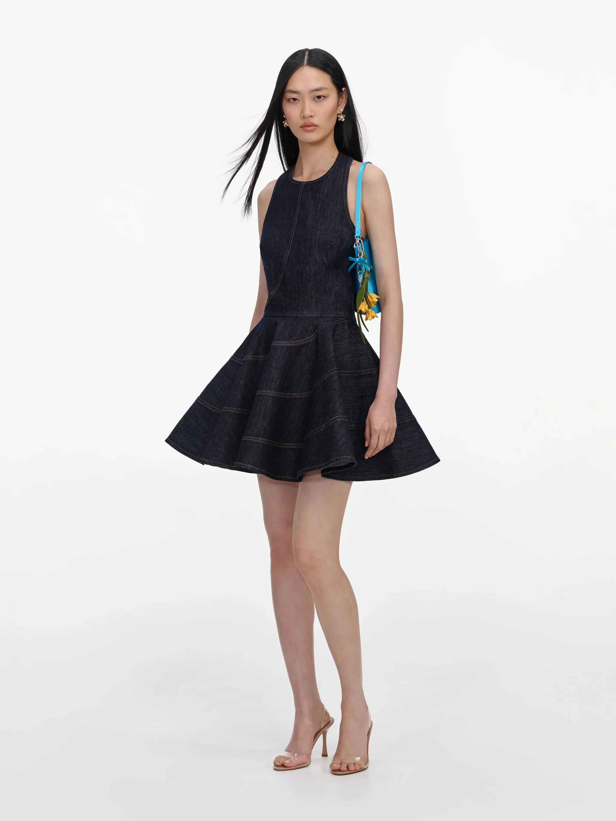 Self-portrait Backless Mini Skater Dress with Exposed Zip Closure - Size UK 6 - Image 2