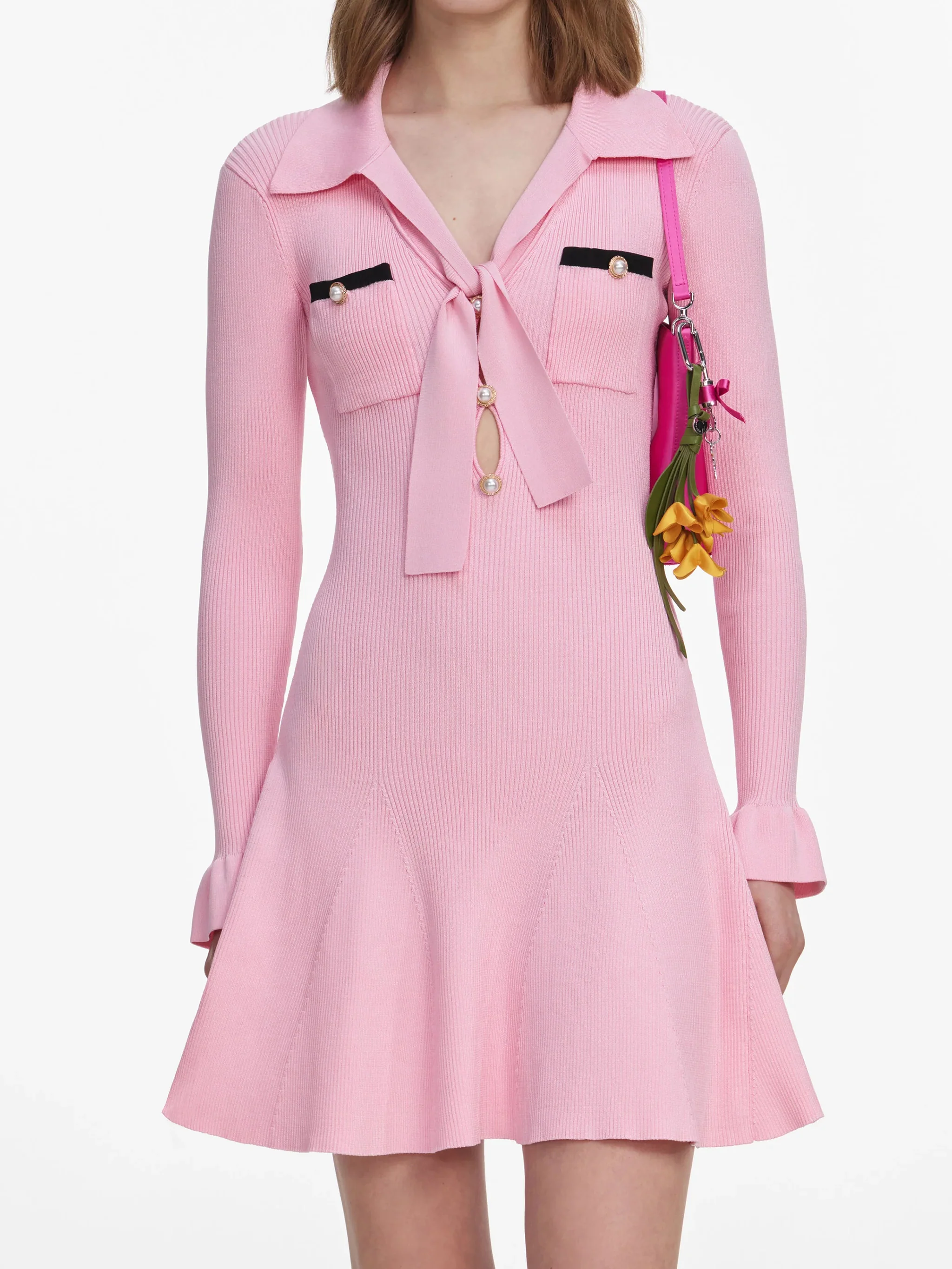 Self-portrait Button-Down Front Dress with Contrast Trims - Size S - Image 4