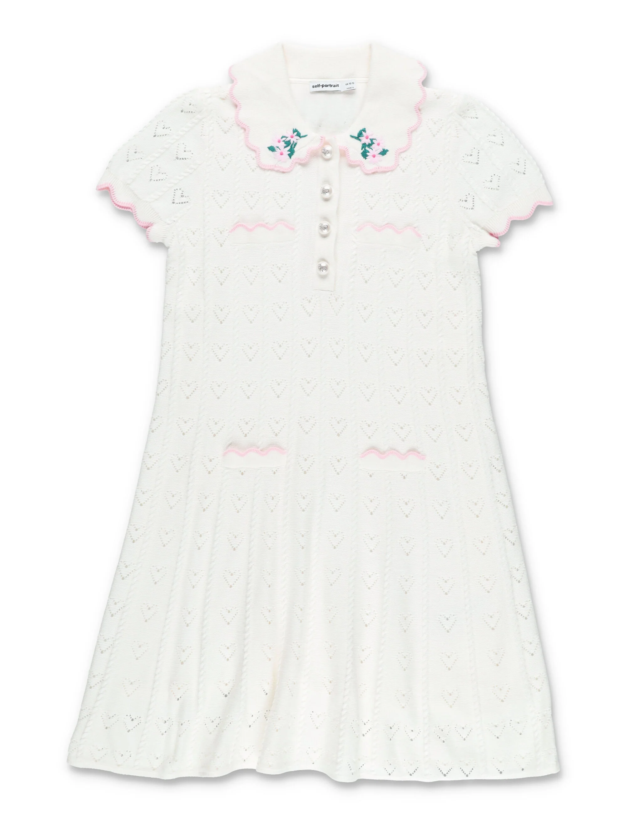 Self-portrait Charming Pointelle Knit Mini Dress for Girls