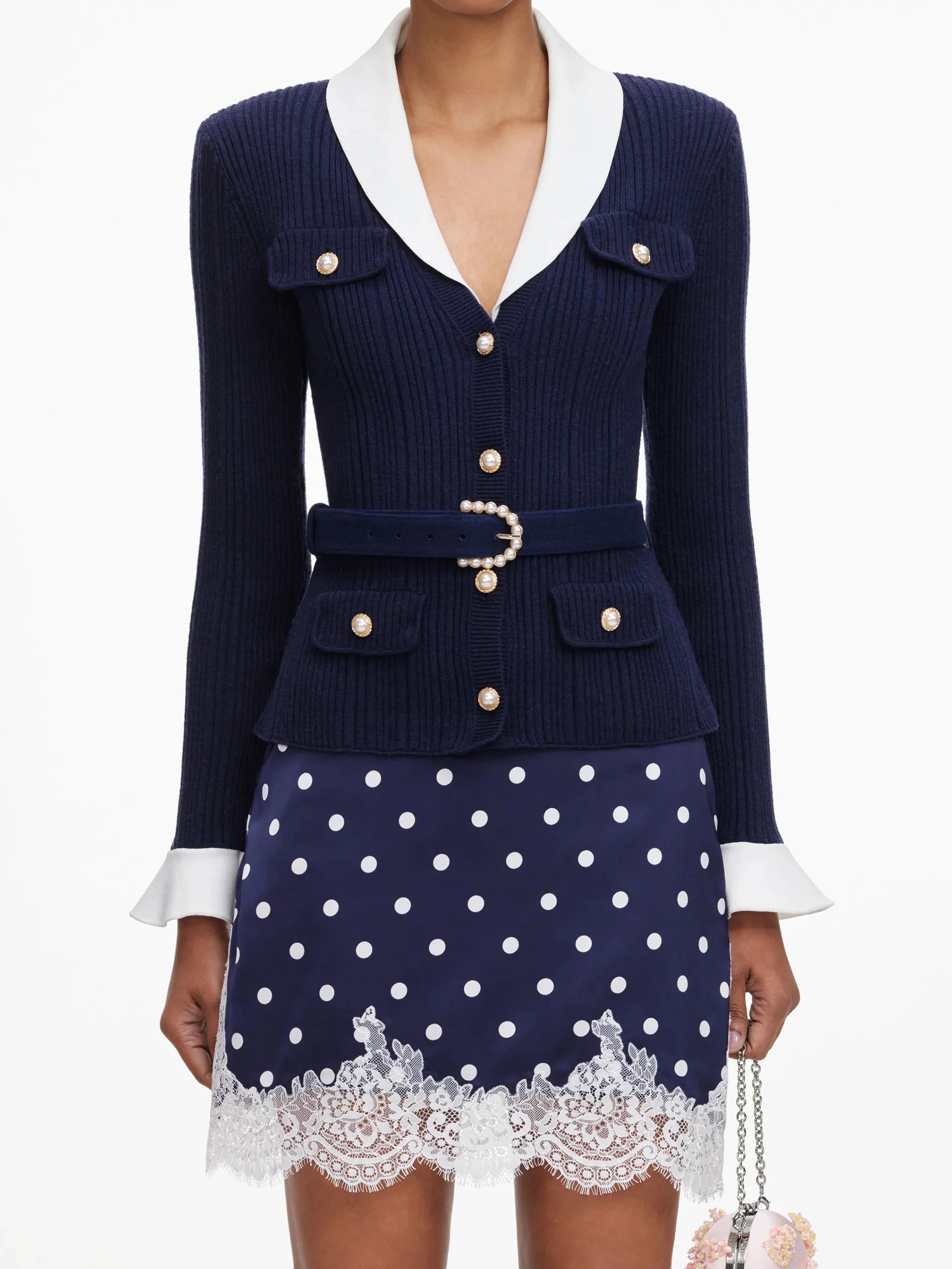 Self-portrait Chic Button-Down Front Sweater with Removable Components in Size S - Image 4