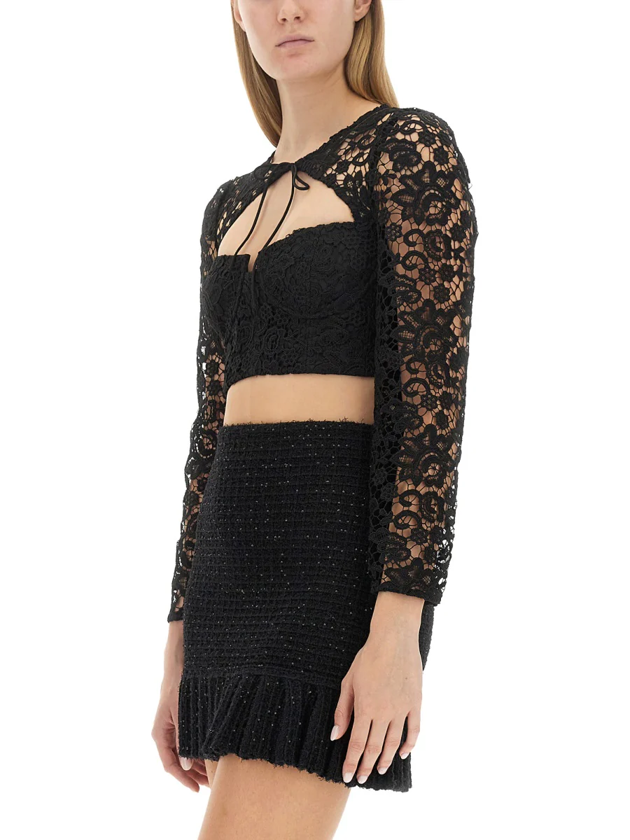 SELF-PORTRAIT Corded-lace Crop Top - Image 4