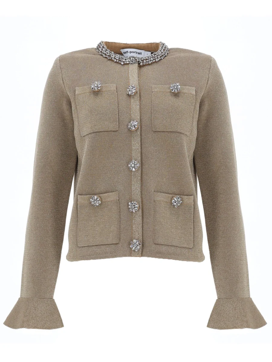 SELF-PORTRAIT Crystal Trim Cardigan