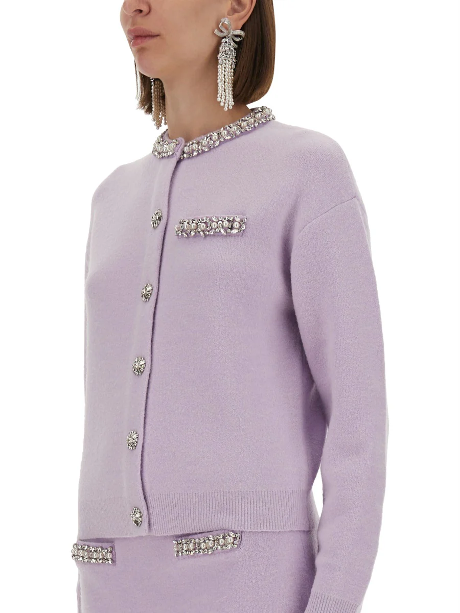 SELF-PORTRAIT Crystal Trim Cardigan - Image 4