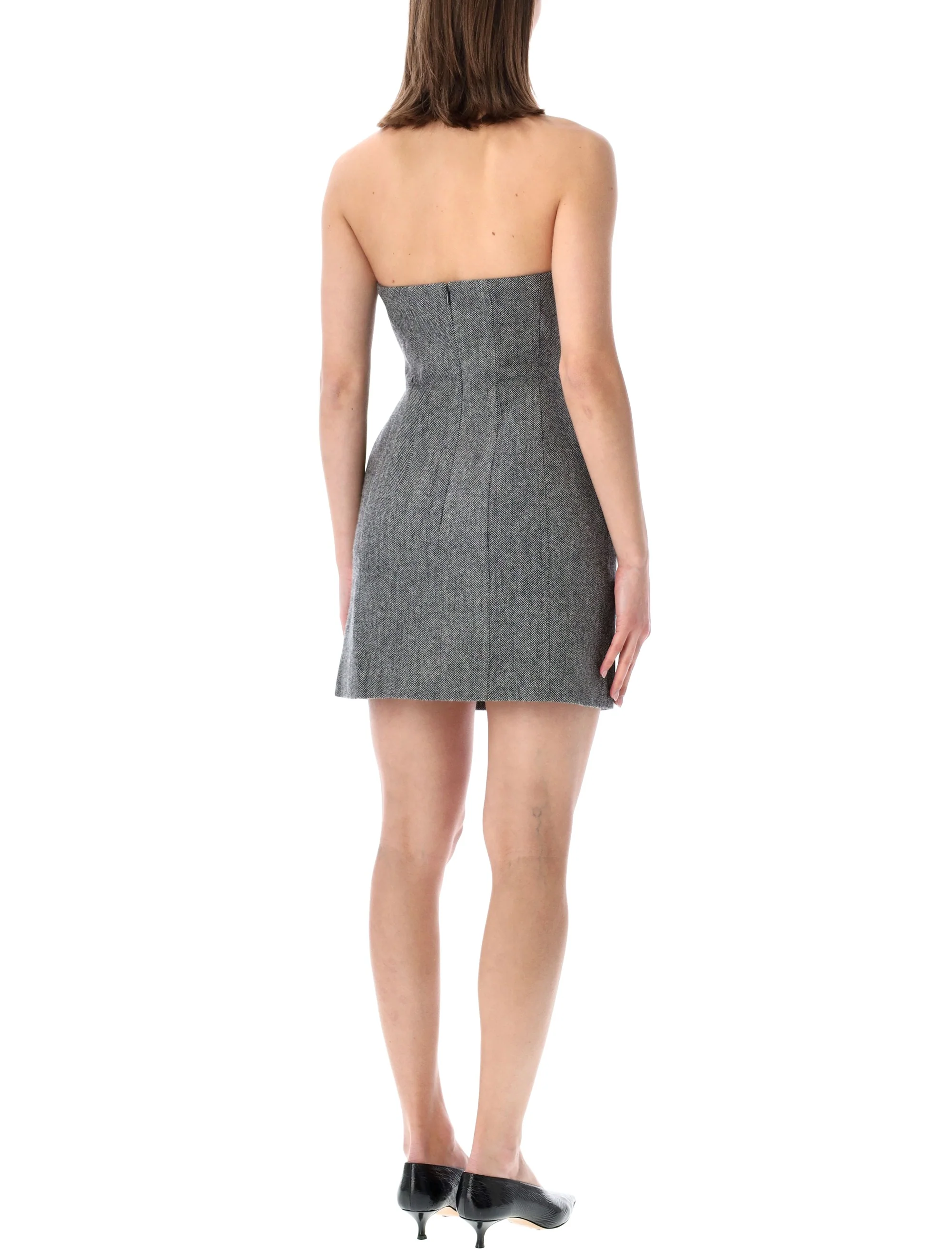Self-portrait Elegant Herringbone Wool Mini Dress Size 8 - Image 2