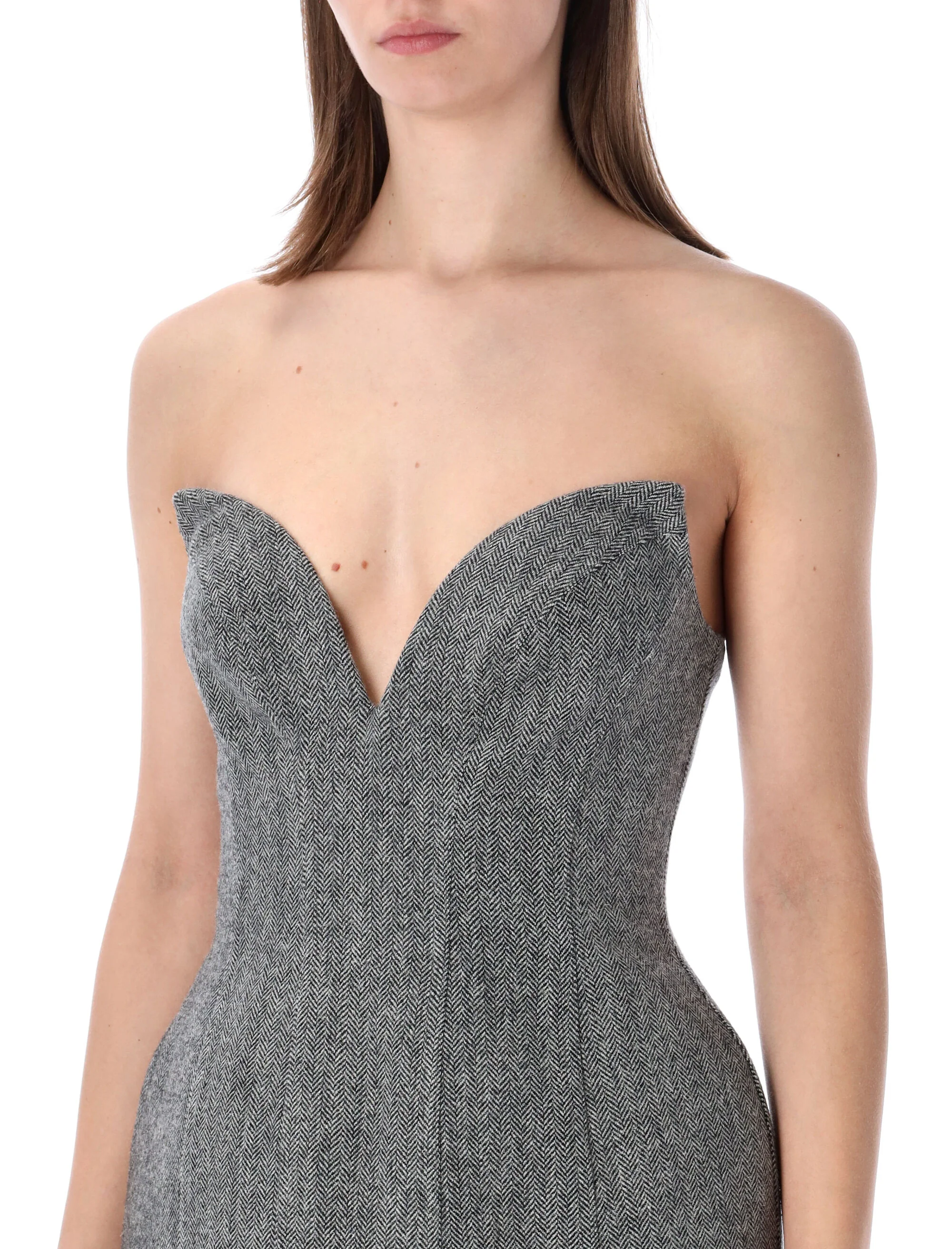 Self-portrait Elegant Herringbone Wool Mini Dress Size 8 - Image 3