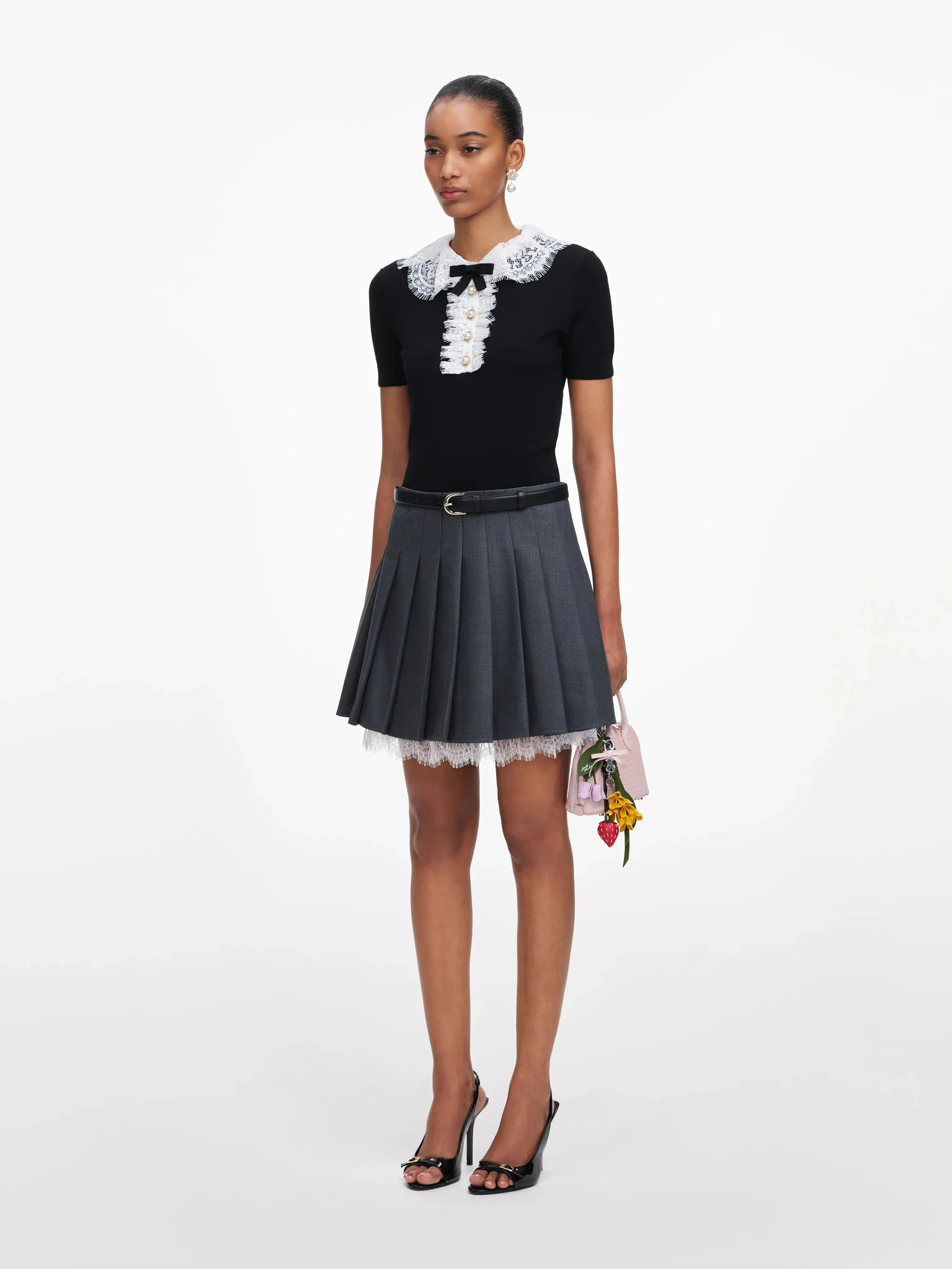 Self-portrait Elegant Stretch Button-Down Shirt with Bow Motif - Size S - Image 2