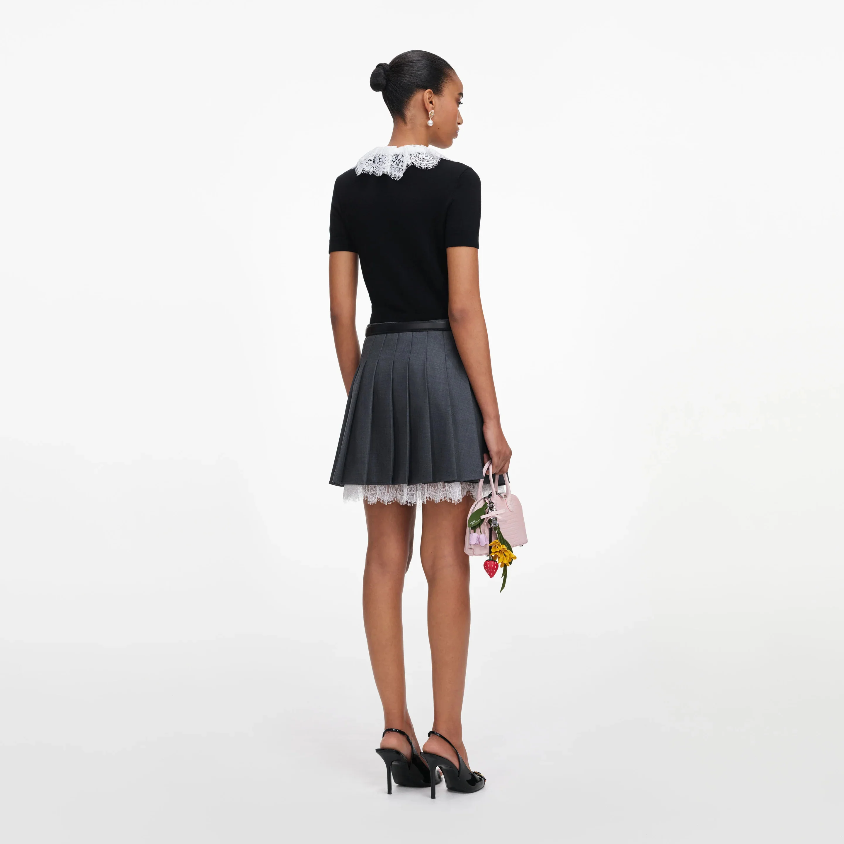 Self-portrait Elegant Stretch Button-Down Shirt with Bow Motif - Size S - Image 3