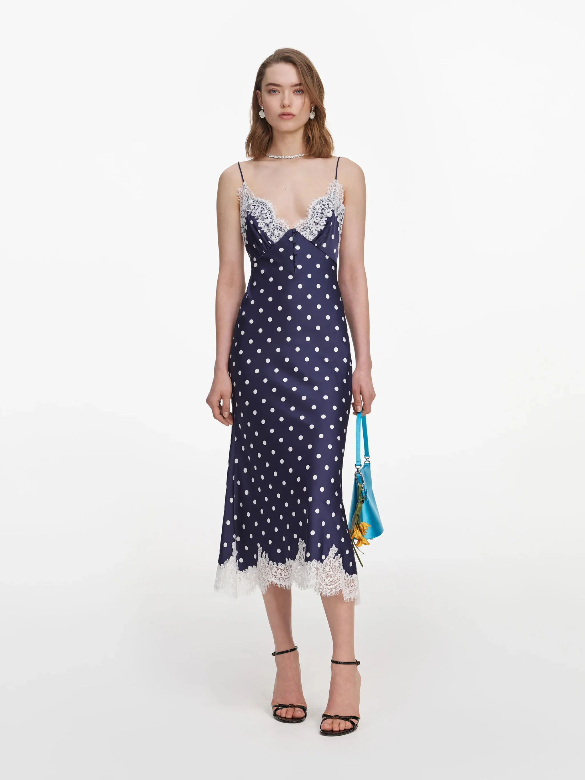 Self-portrait Feminine Mini Dress with Front Button Closure and Delicate Straps (Size UK 6)