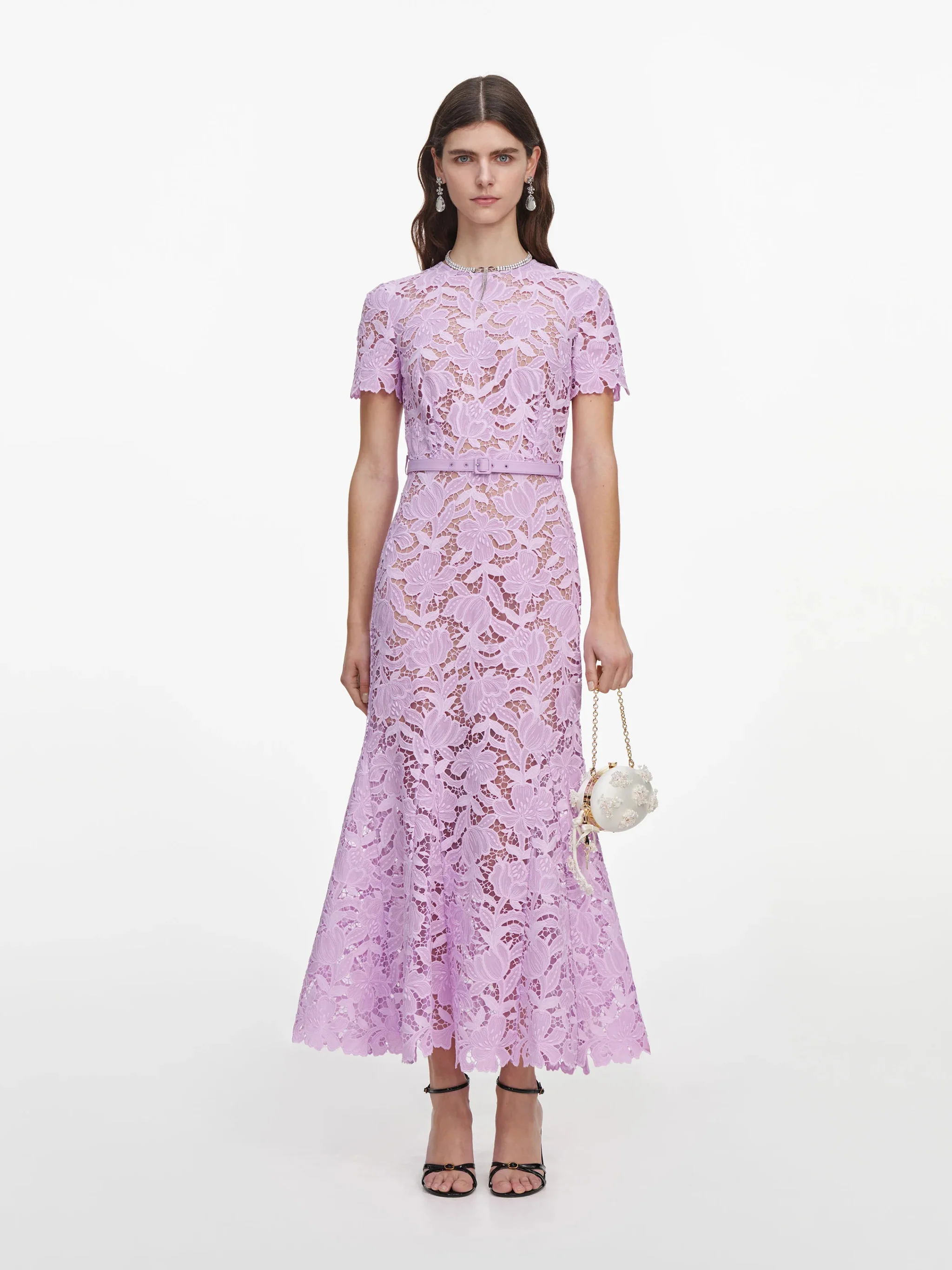Self-portrait Fitted Mini Dress with Removable Lining and Belt