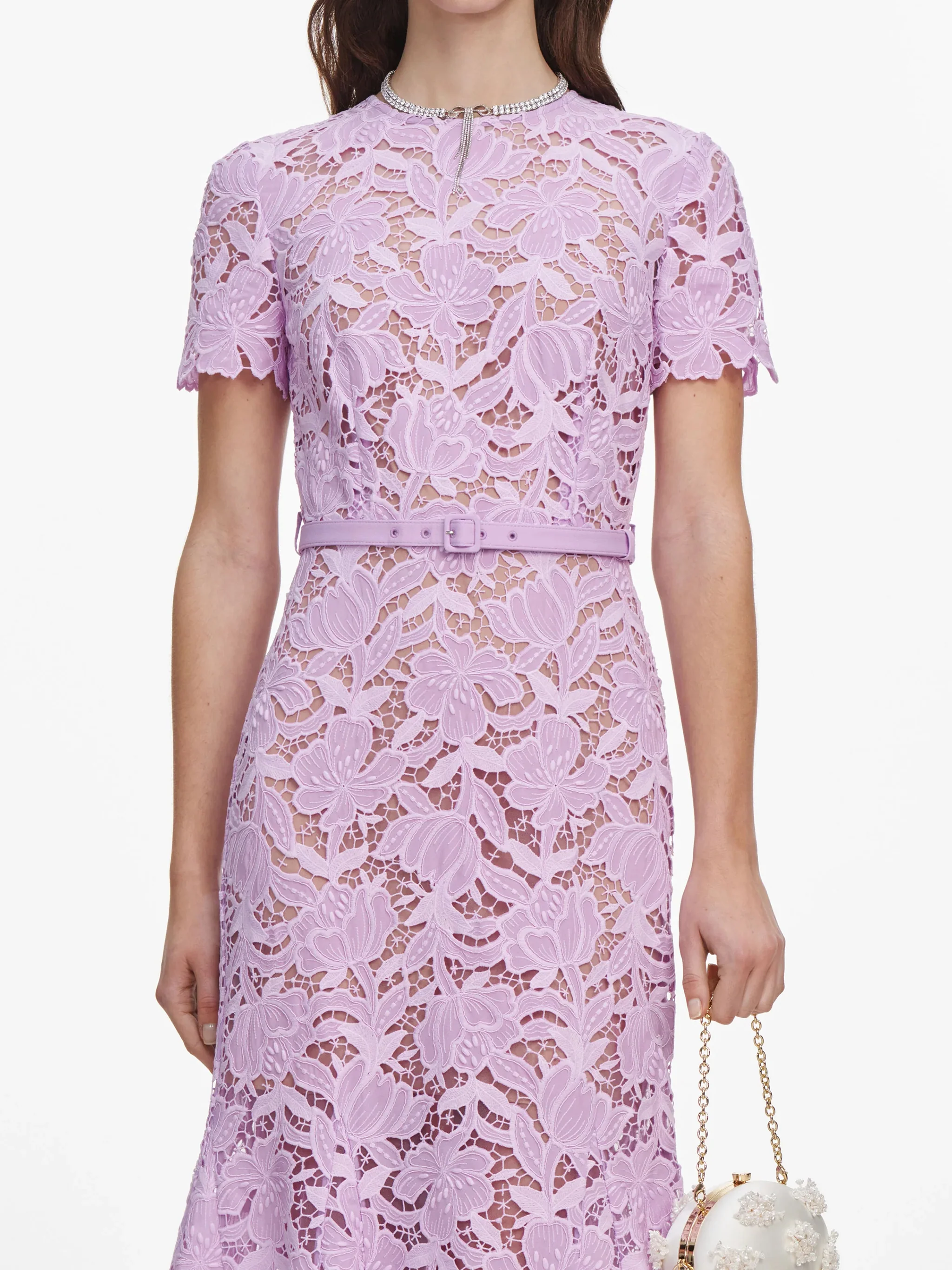 Self-portrait Fitted Mini Dress with Removable Lining and Belt - Image 4