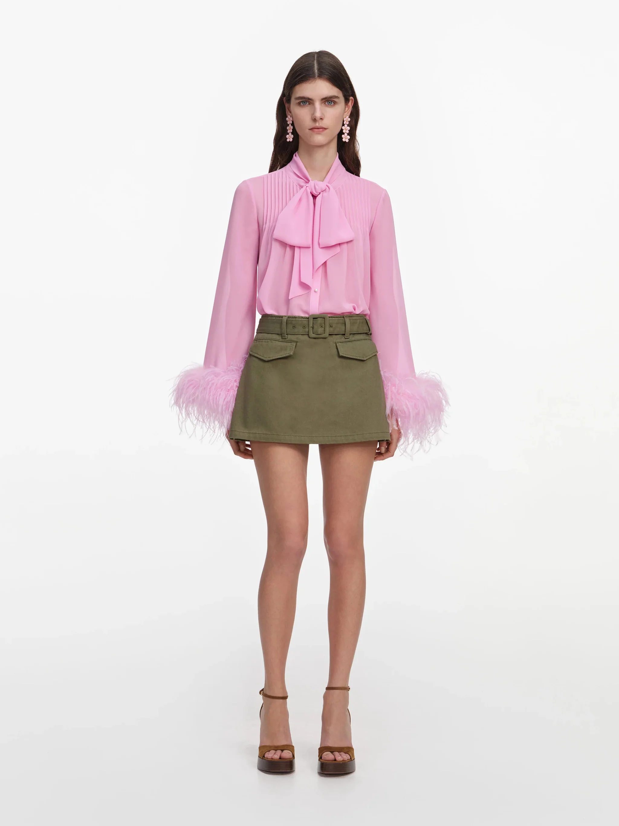 Self-portrait Fitted Standout Mini Skirt with Exposed Zip and Removable Belt - Size UK 6