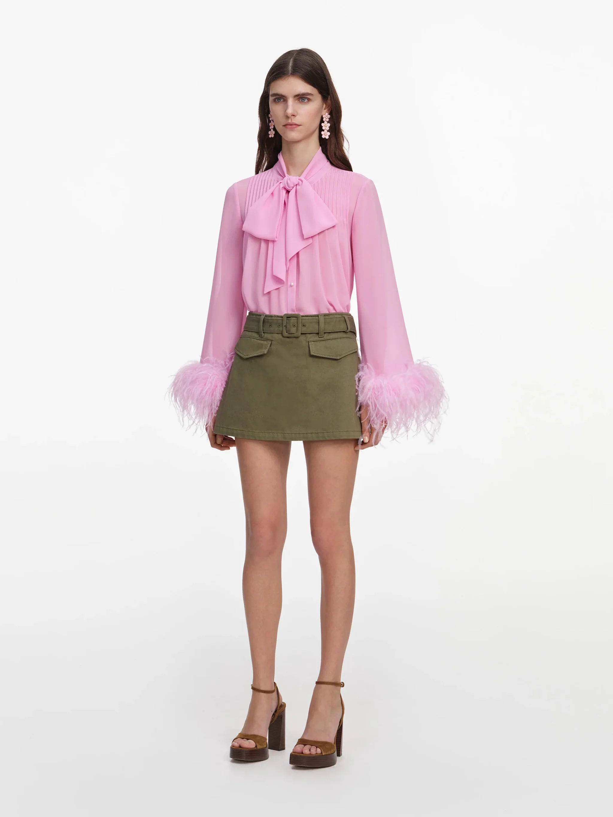 Self-portrait Fitted Standout Mini Skirt with Exposed Zip and Removable Belt - Size UK 6 - Image 2