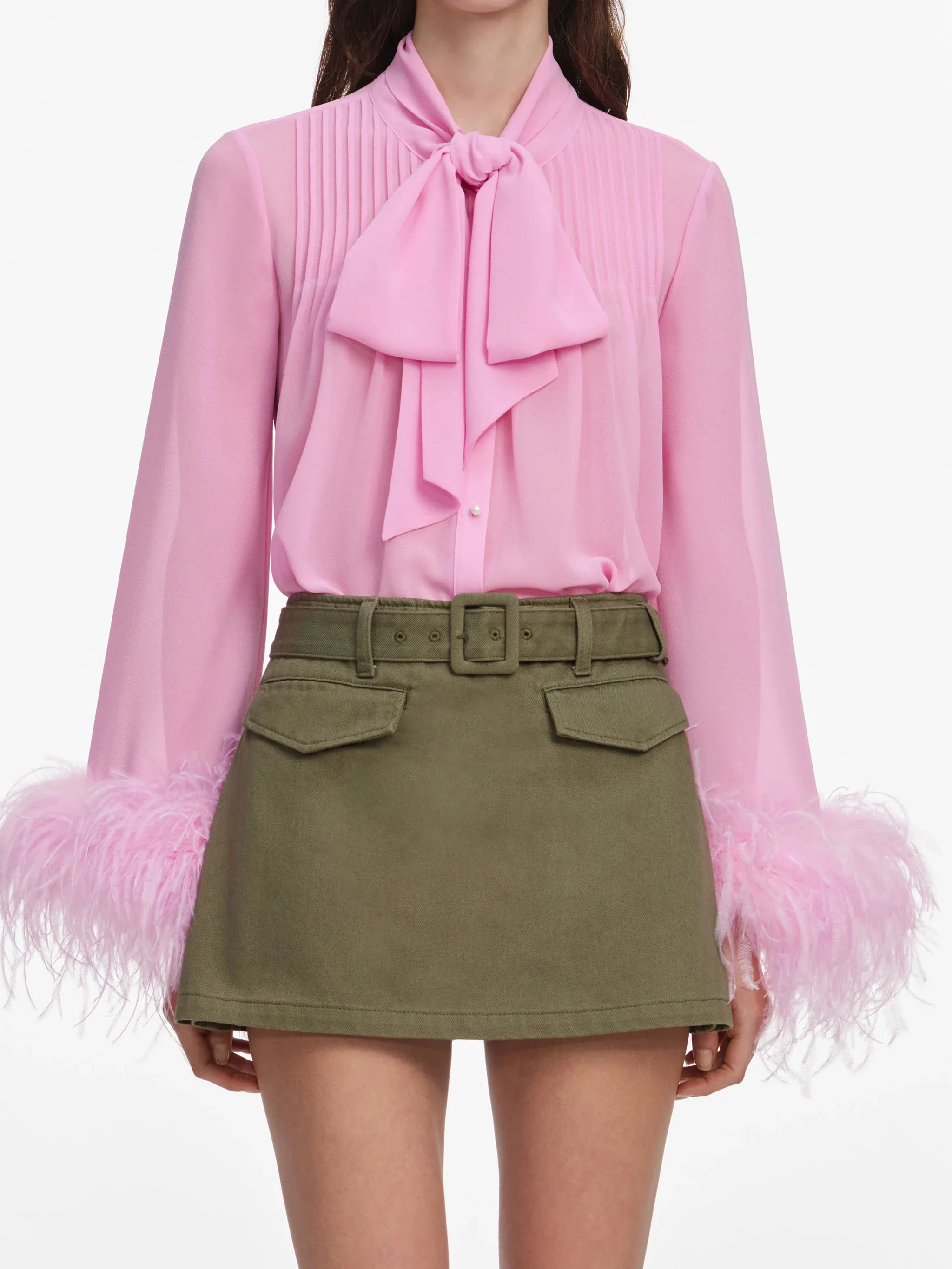 Self-portrait Fitted Standout Mini Skirt with Exposed Zip and Removable Belt - Size UK 6 - Image 4