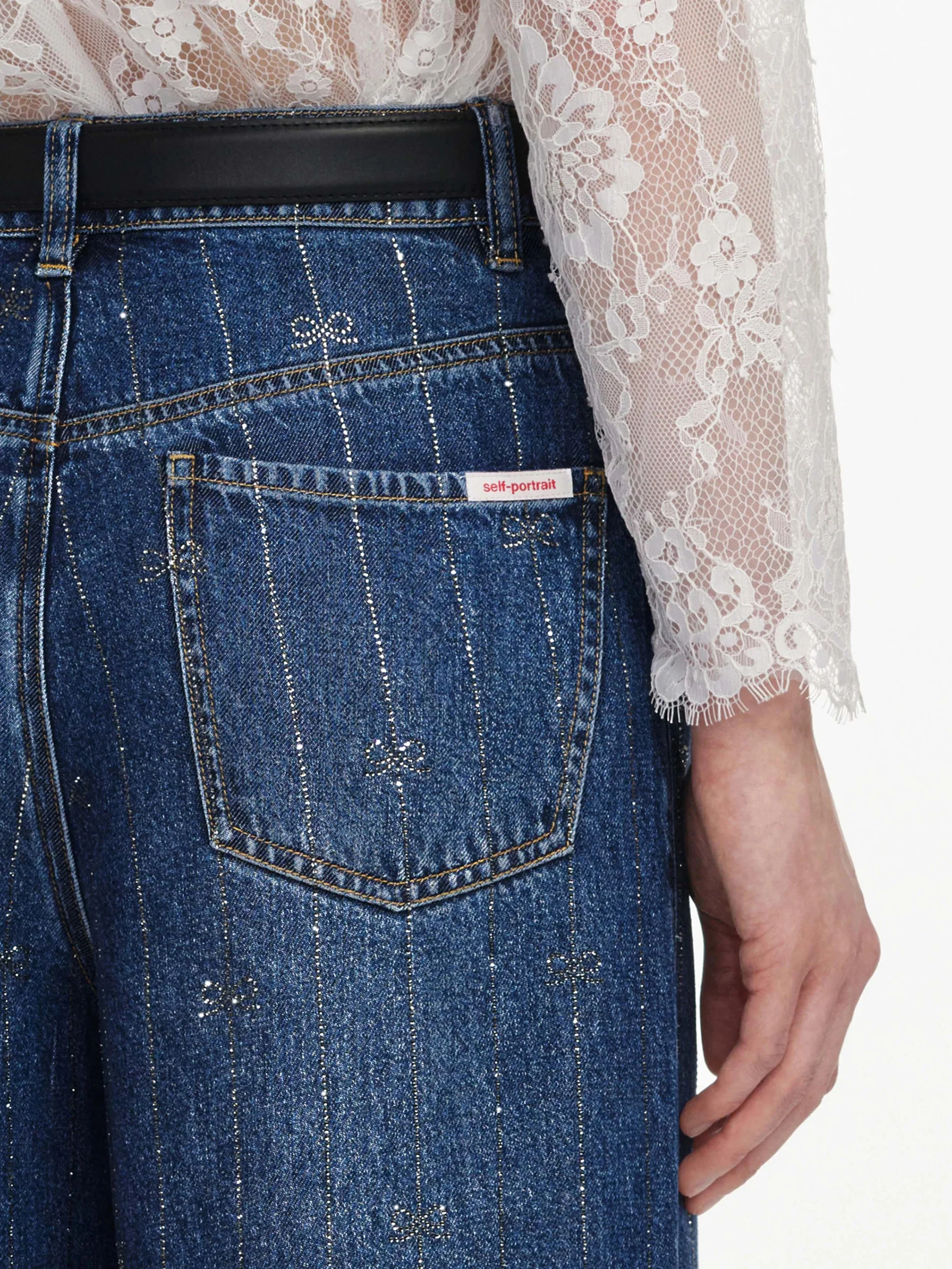 Self-portrait High Waist Sequin Embellished Jeans - Size 26 - Image 5