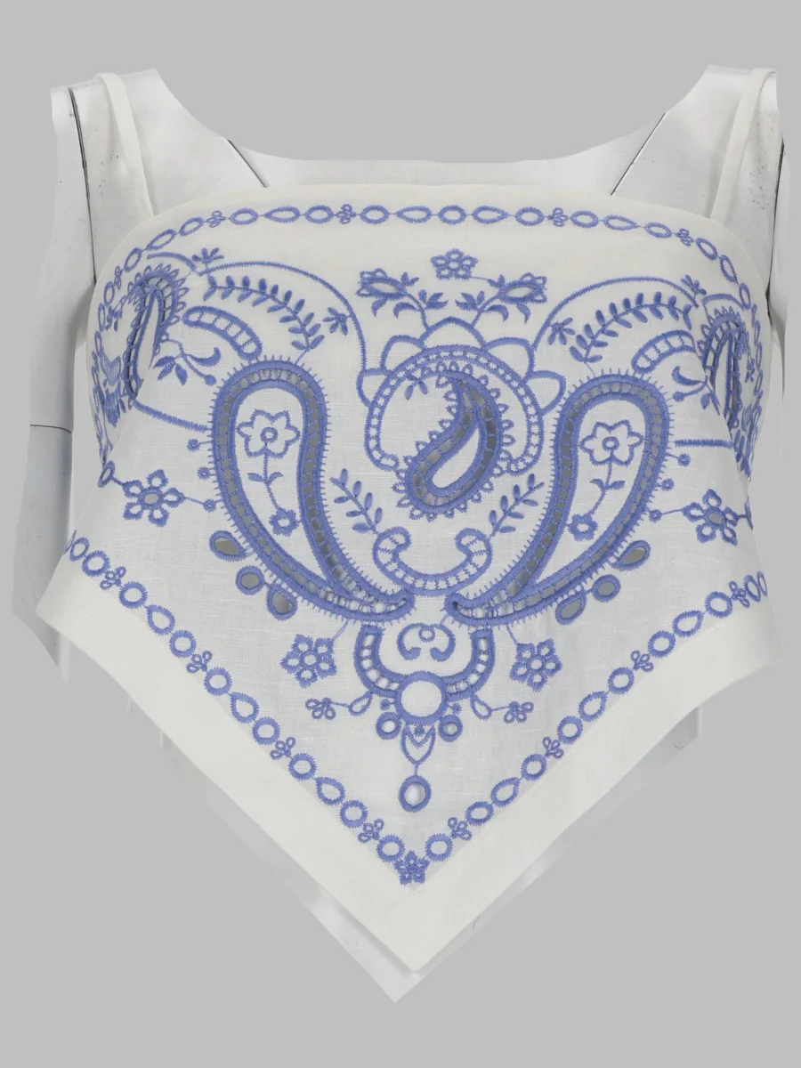 Self-portrait Linen-Cotton Blend Women's Mini Top
