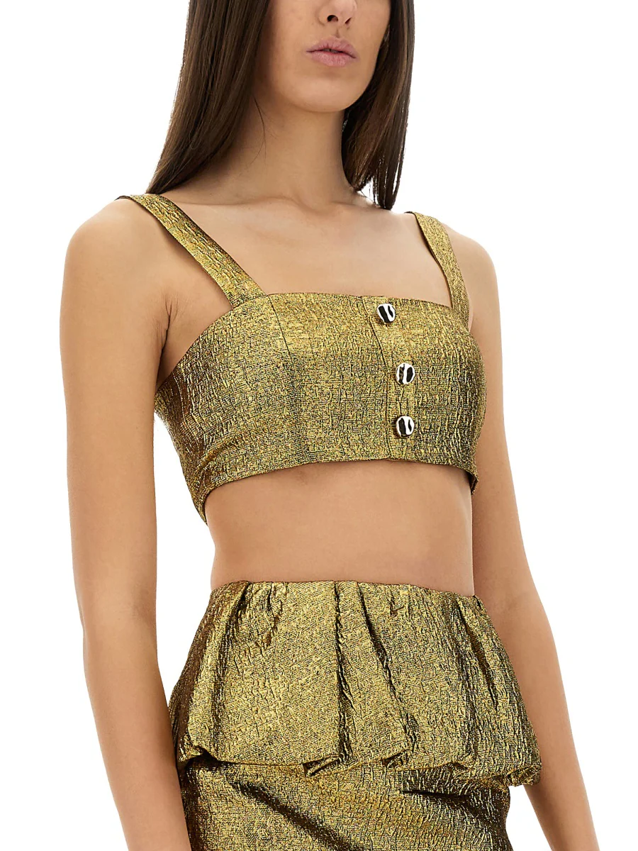 SELF-PORTRAIT METALLIC JACQUARD CROP TOP - Image 4