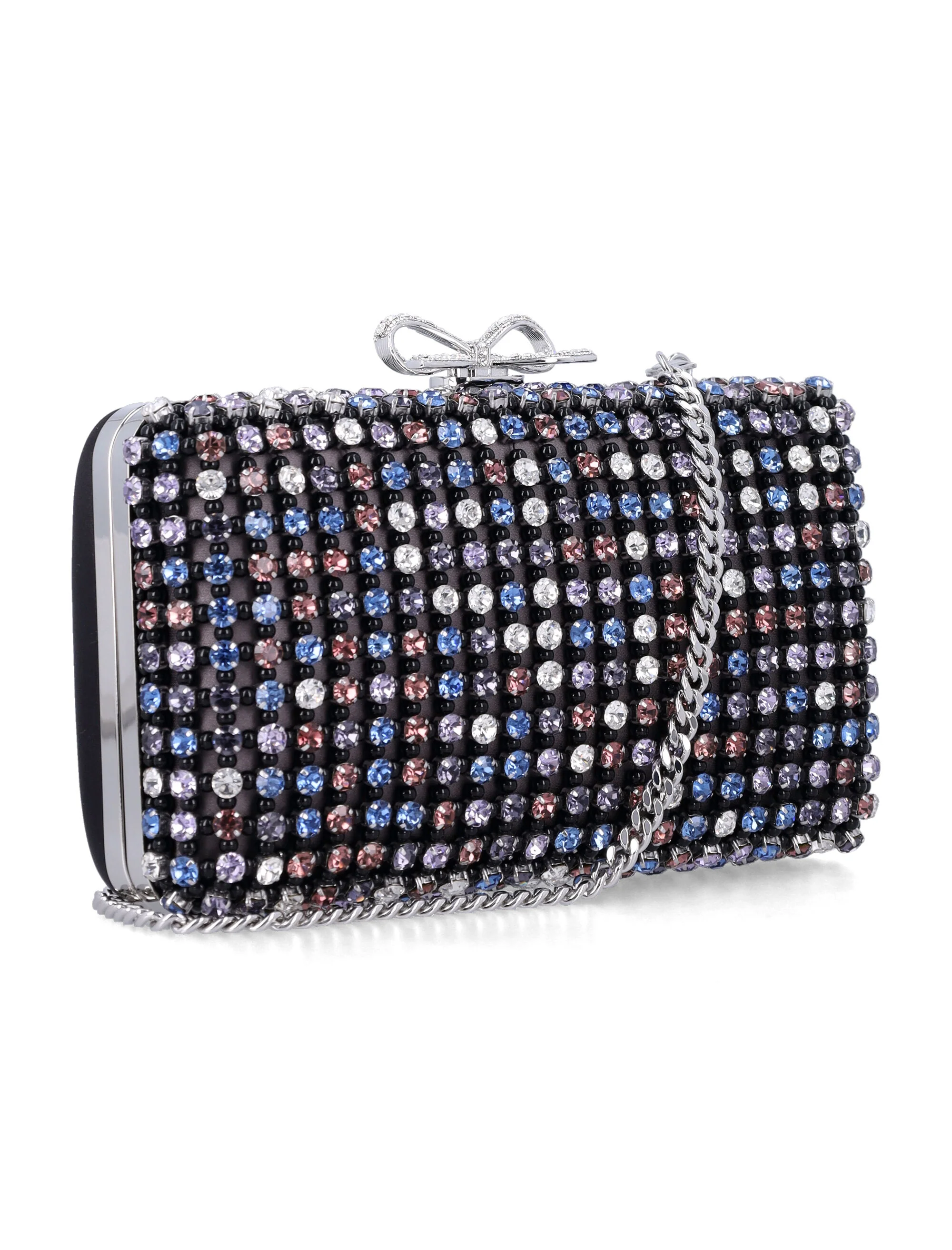 Self-portrait Mini Chainmail Clutch with Silver Bow - A Striking Evening Essential - Image 2