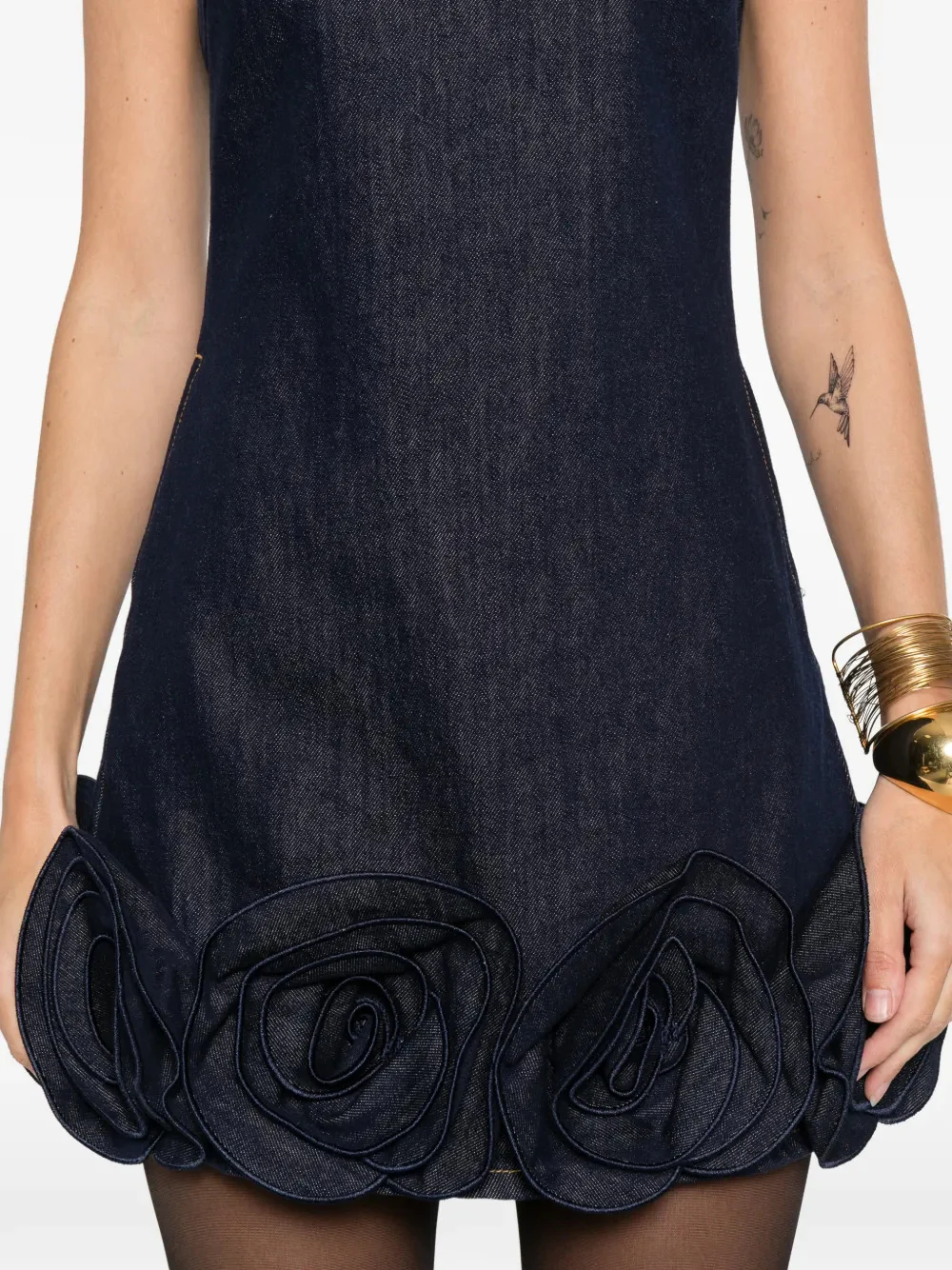 Self-portrait Mini Dress with 3D Floral Hem and Back Zip Closure - Size 6 - Image 5