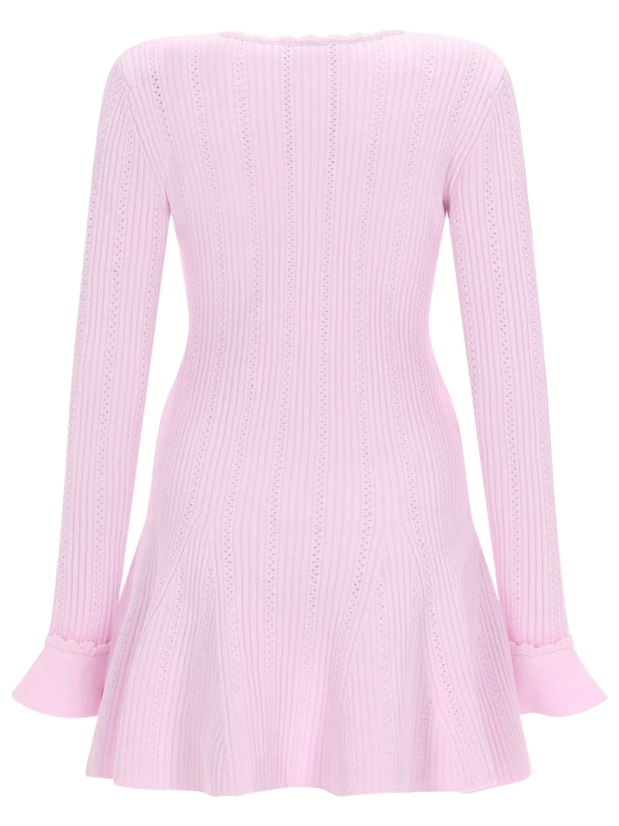 SELF-PORTRAIT Pearl Trim Knit Mini Dress - Image 2