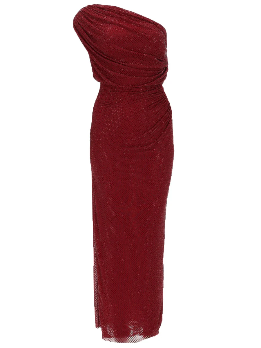 SELF-PORTRAIT Rhinestone Drape Midi Dress