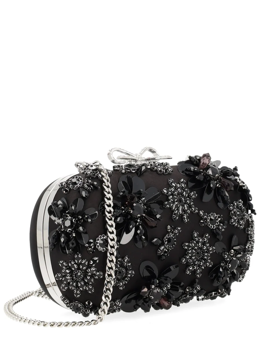 SELF-PORTRAIT Satin Floral Crystal Clutch Bag - Image 2