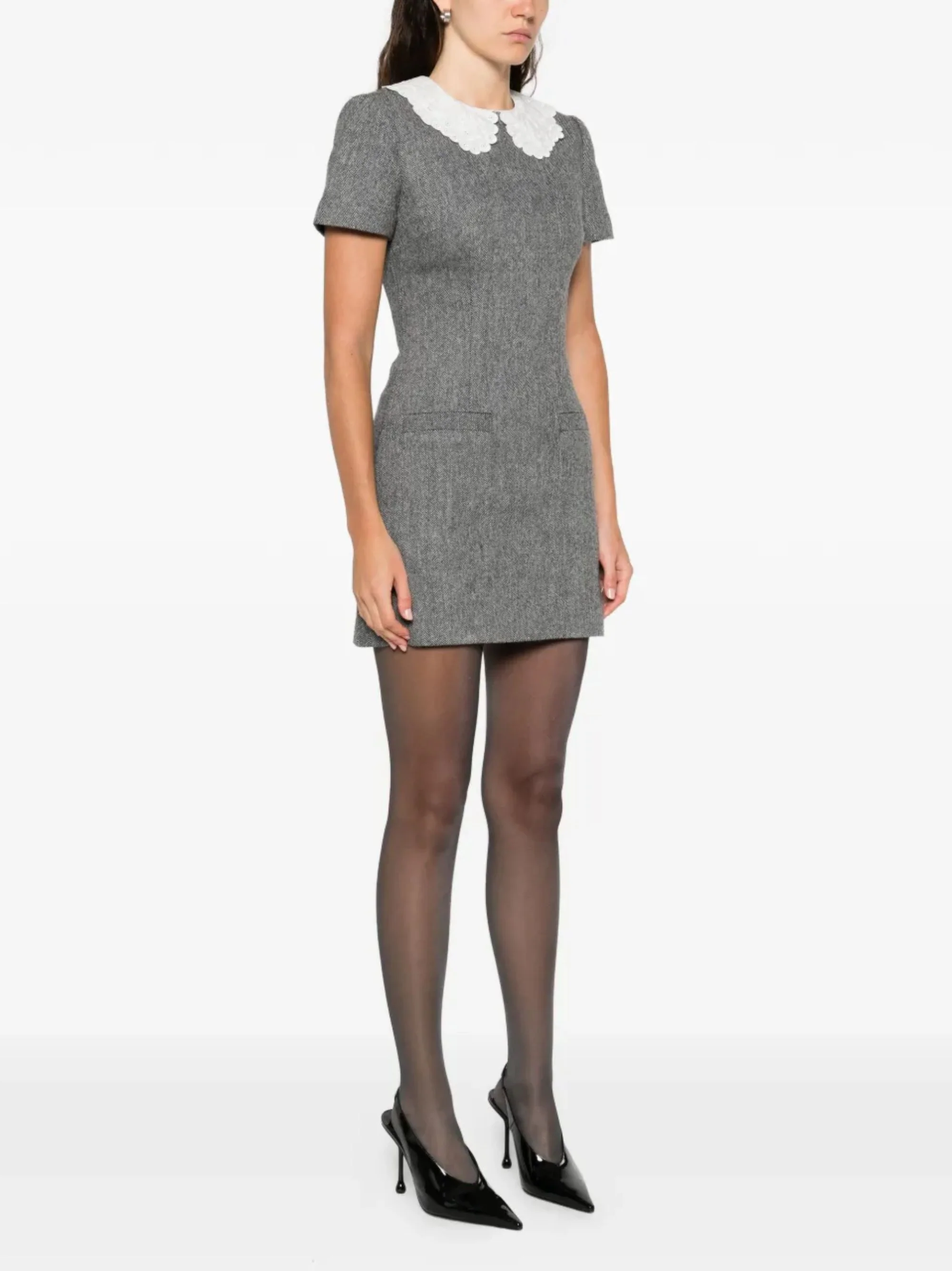 Self-portrait SELF PORTRAIT Herringbone Wool-blend Minidress - Image 2