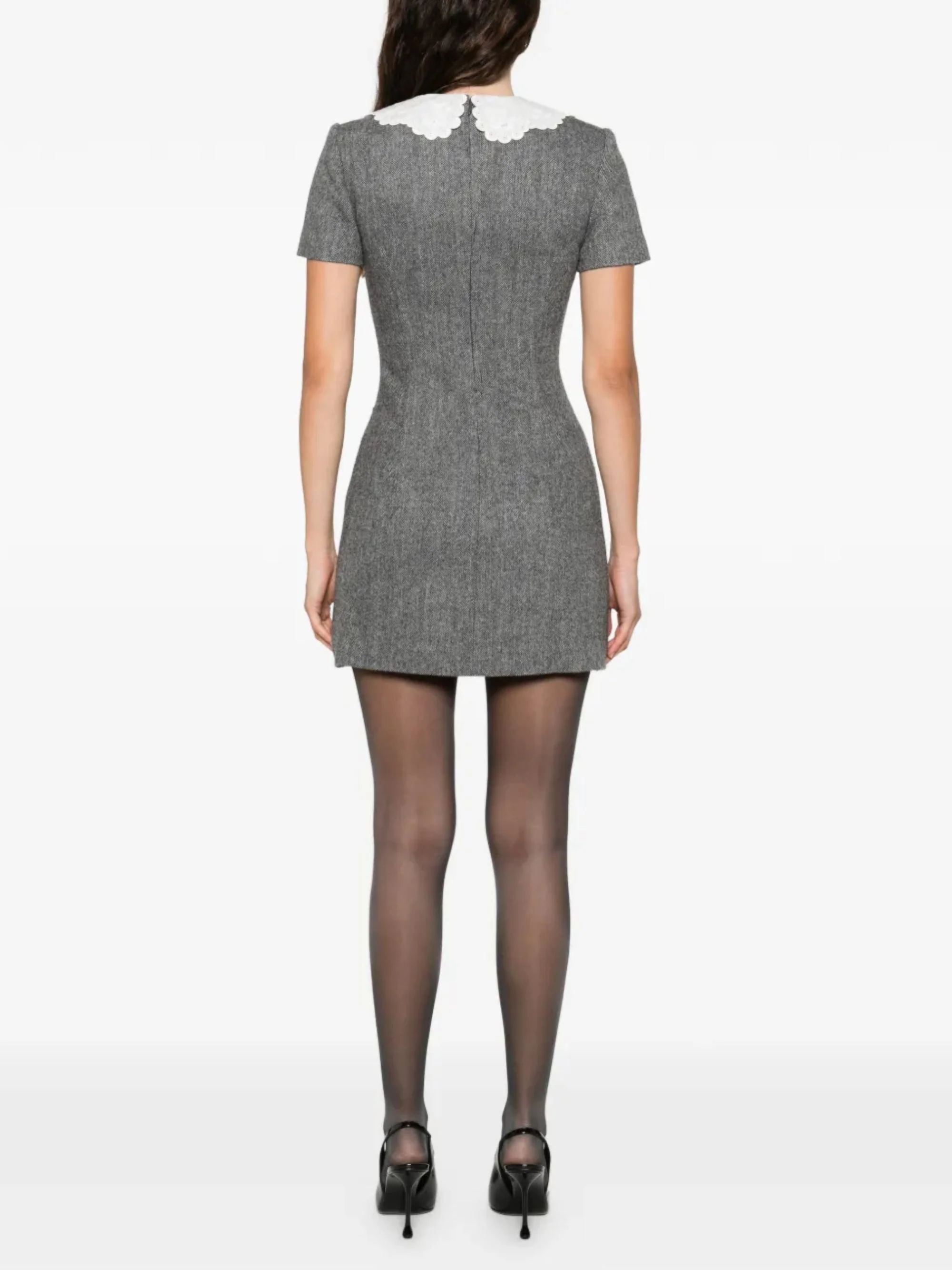 Self-portrait SELF PORTRAIT Herringbone Wool-blend Minidress - Image 3
