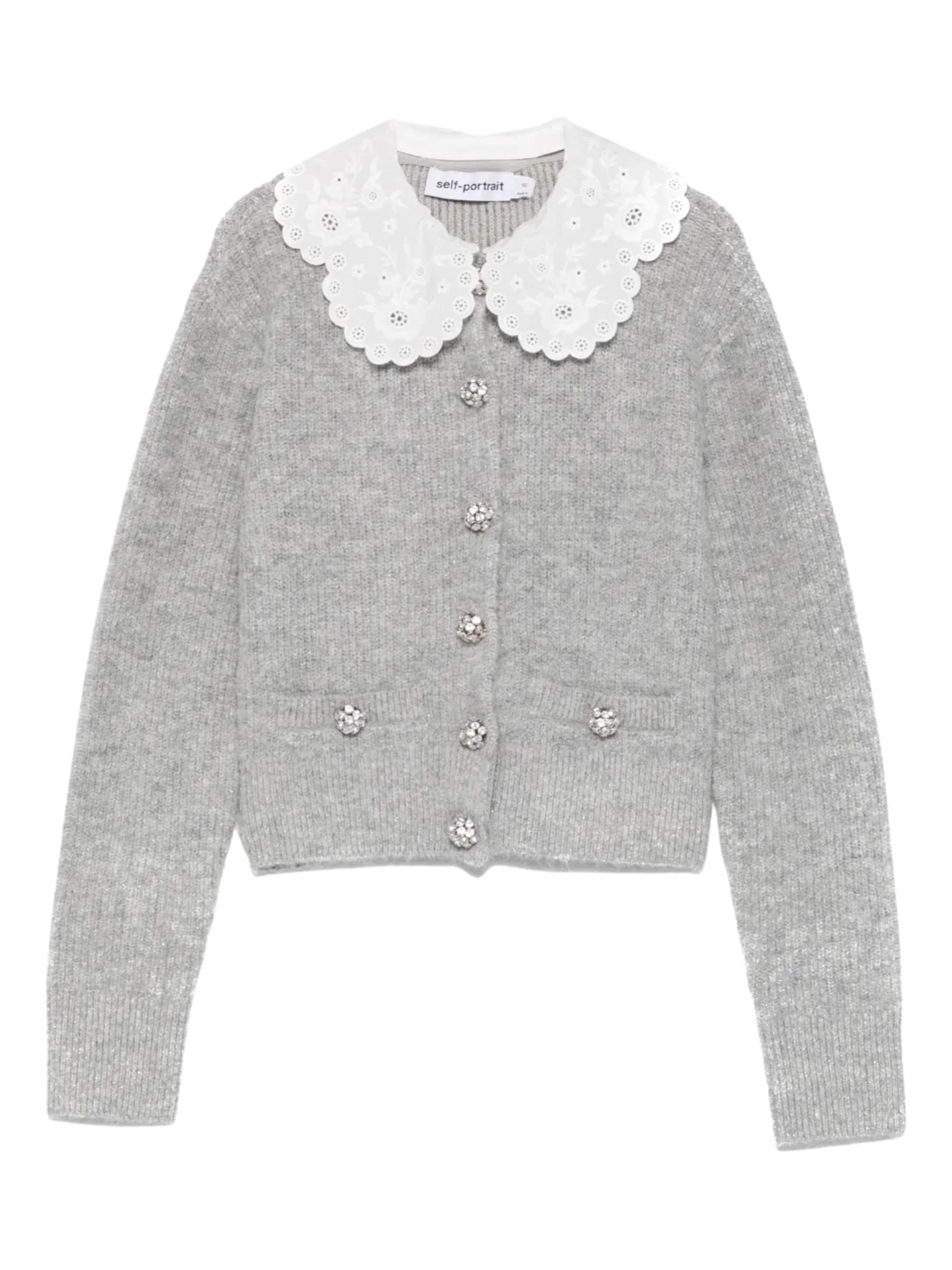 Self-portrait SELF PORTRAIT Jewelled-button Wool Cardigan