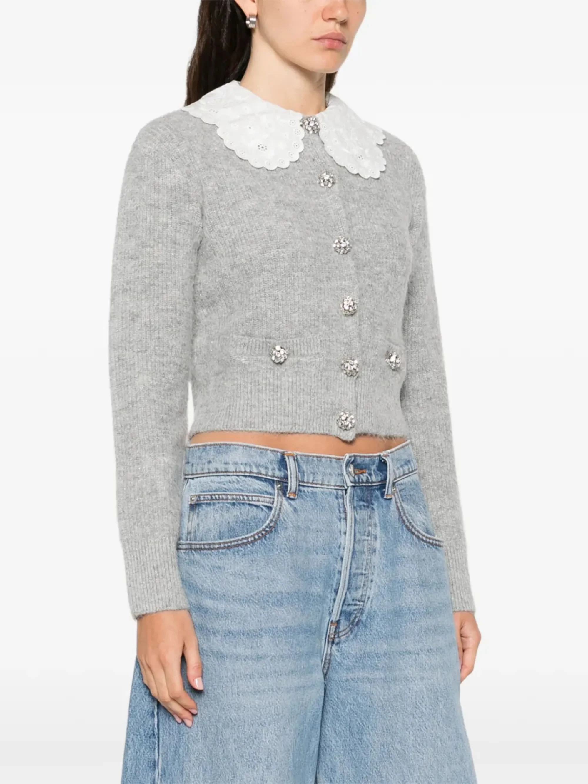 Self-portrait SELF PORTRAIT Jewelled-button Wool Cardigan - Image 2