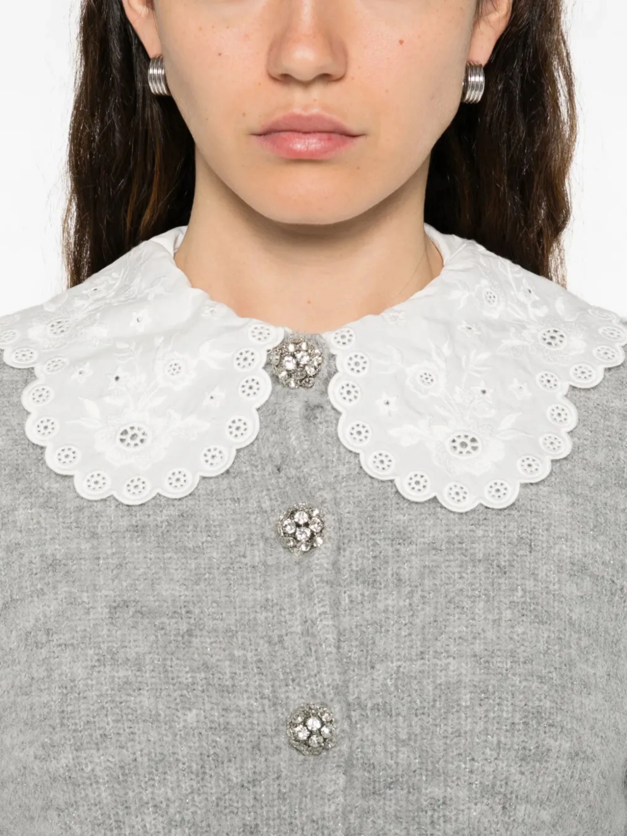 Self-portrait SELF PORTRAIT Jewelled-button Wool Cardigan - Image 4