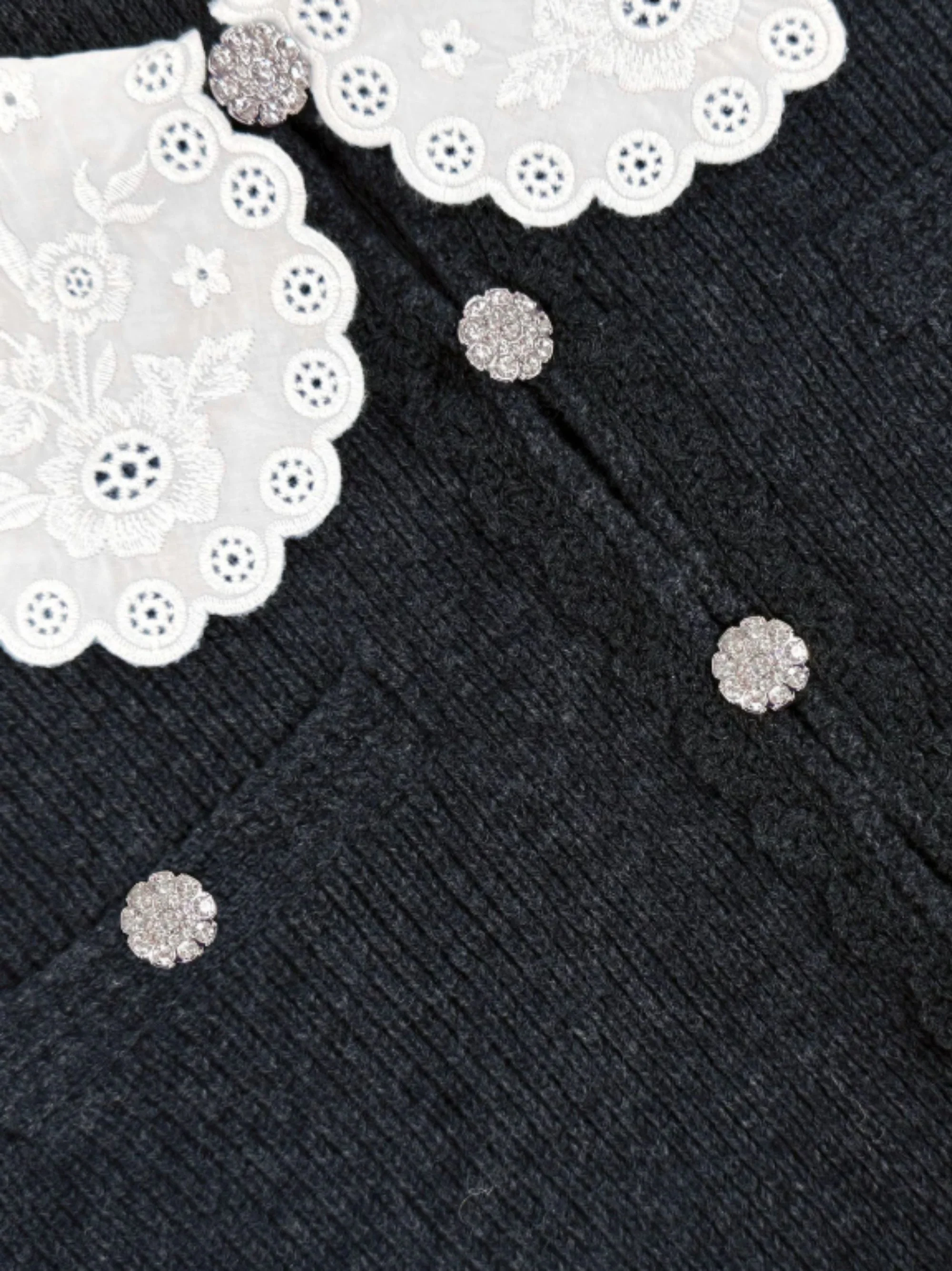 Self-portrait SELF PORTRAIT Lace Collar Cardigan - Image 3