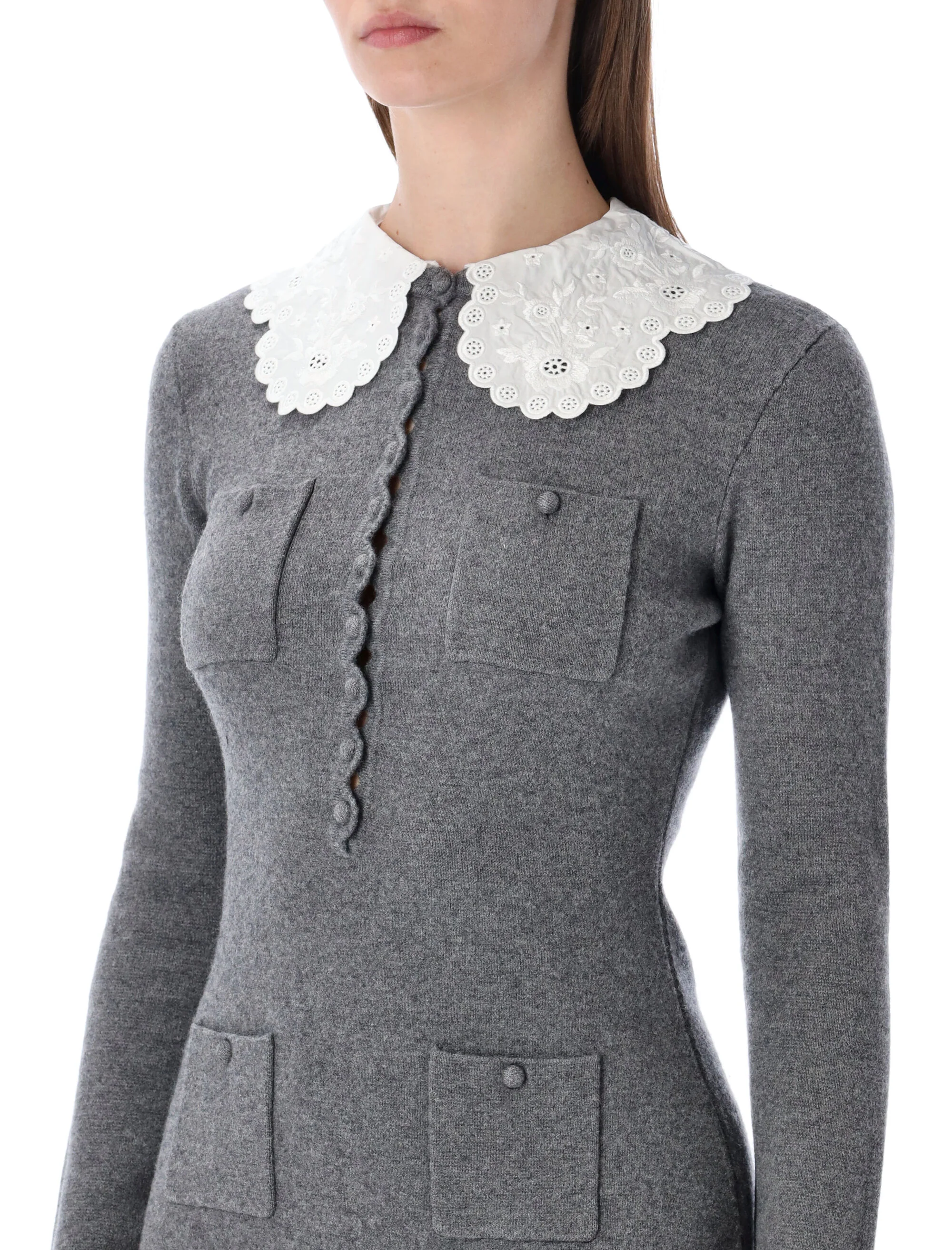 Self-portrait SELF PORTRAIT Lace Collar Pocket Mini Dress - Image 3