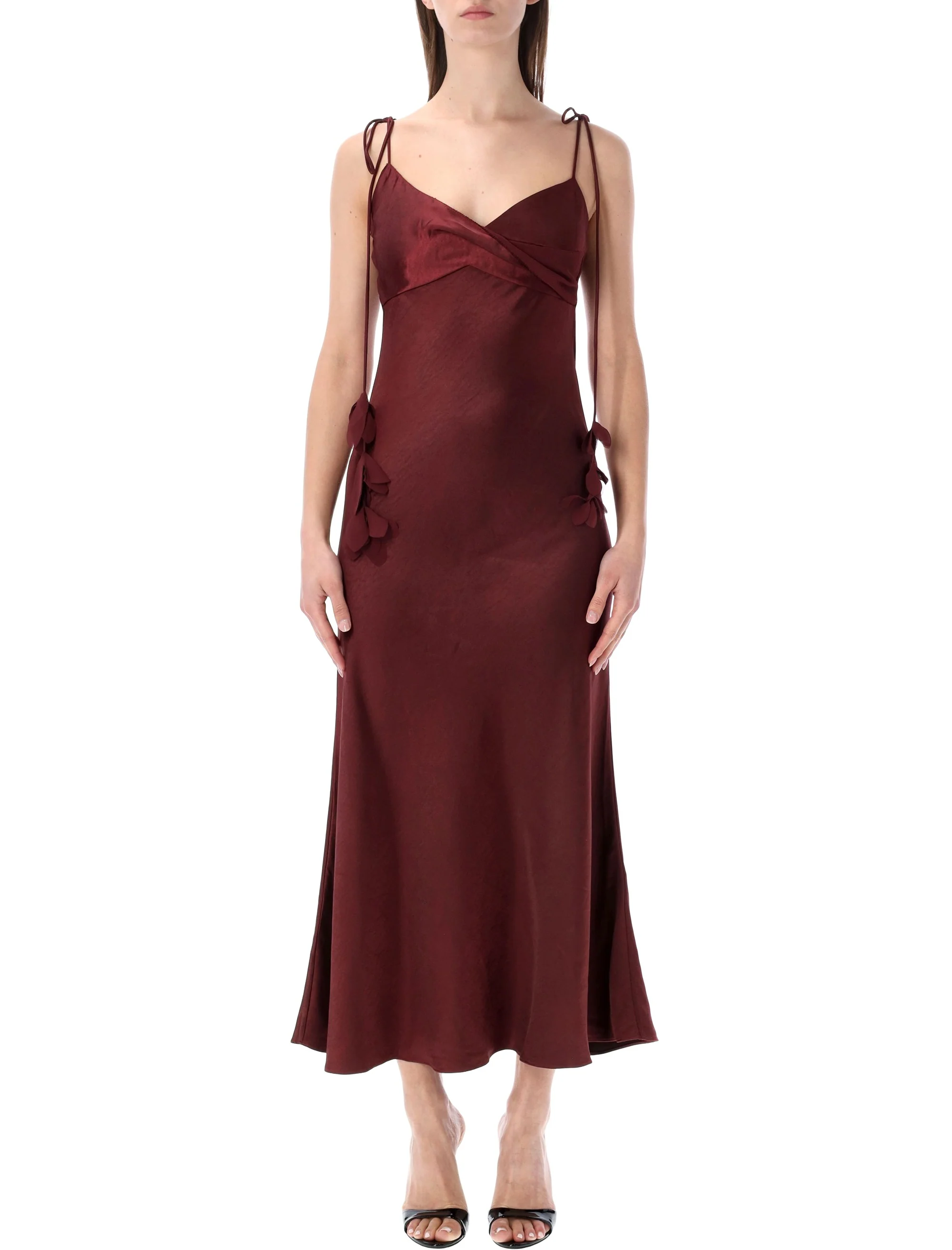 Self-portrait SELF PORTRAIT Satin Flower Midi Dress