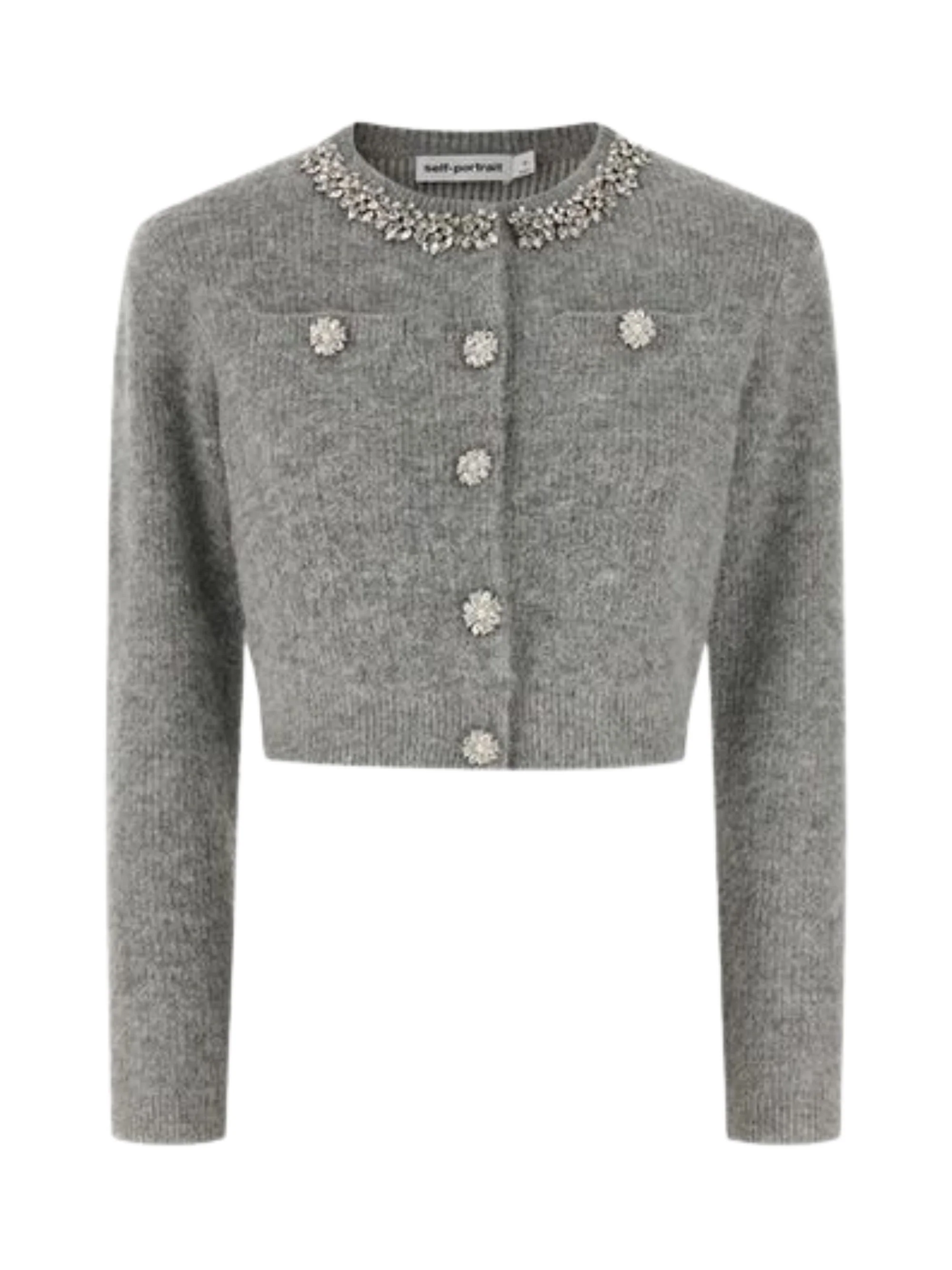 Self-portrait SELF PORTRAIT Scalloped-collar Embellished Cardigan