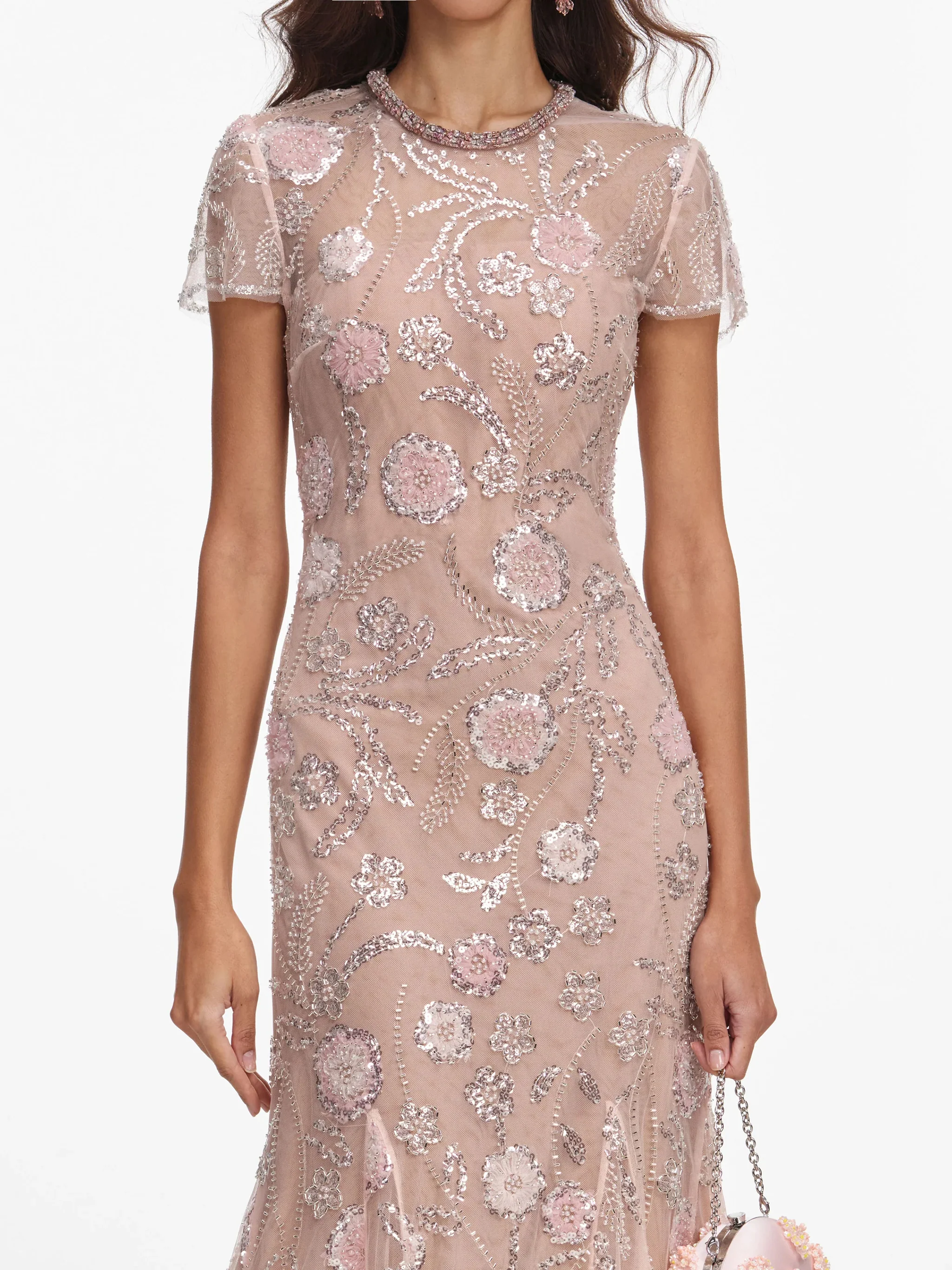 Self-portrait Sleek Sequin Mini Dress with Back Zip Closure - Size UK 6 - Image 4