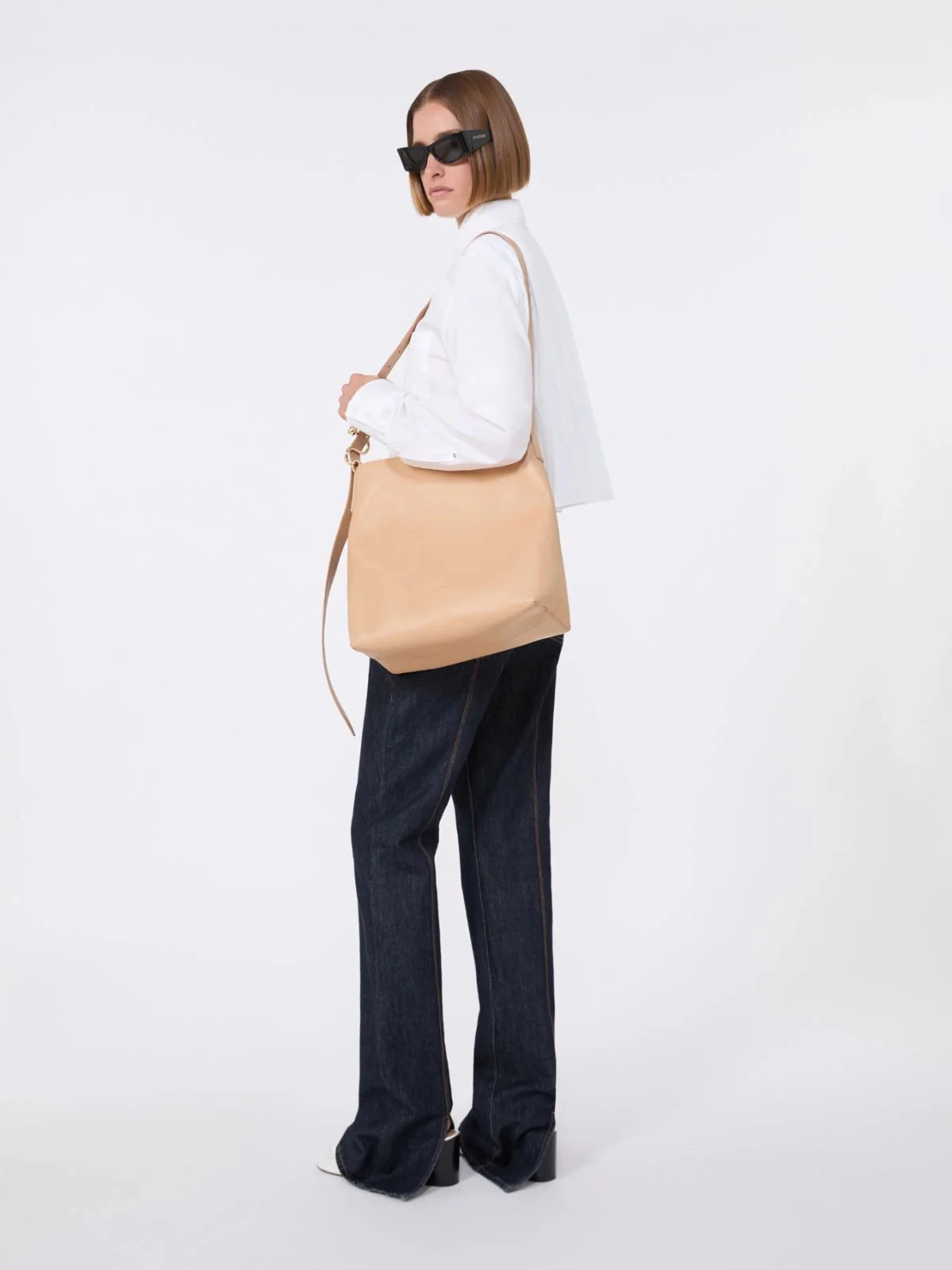 SportMax Cotton Cropped Shirt with Pleated Back - Image 2
