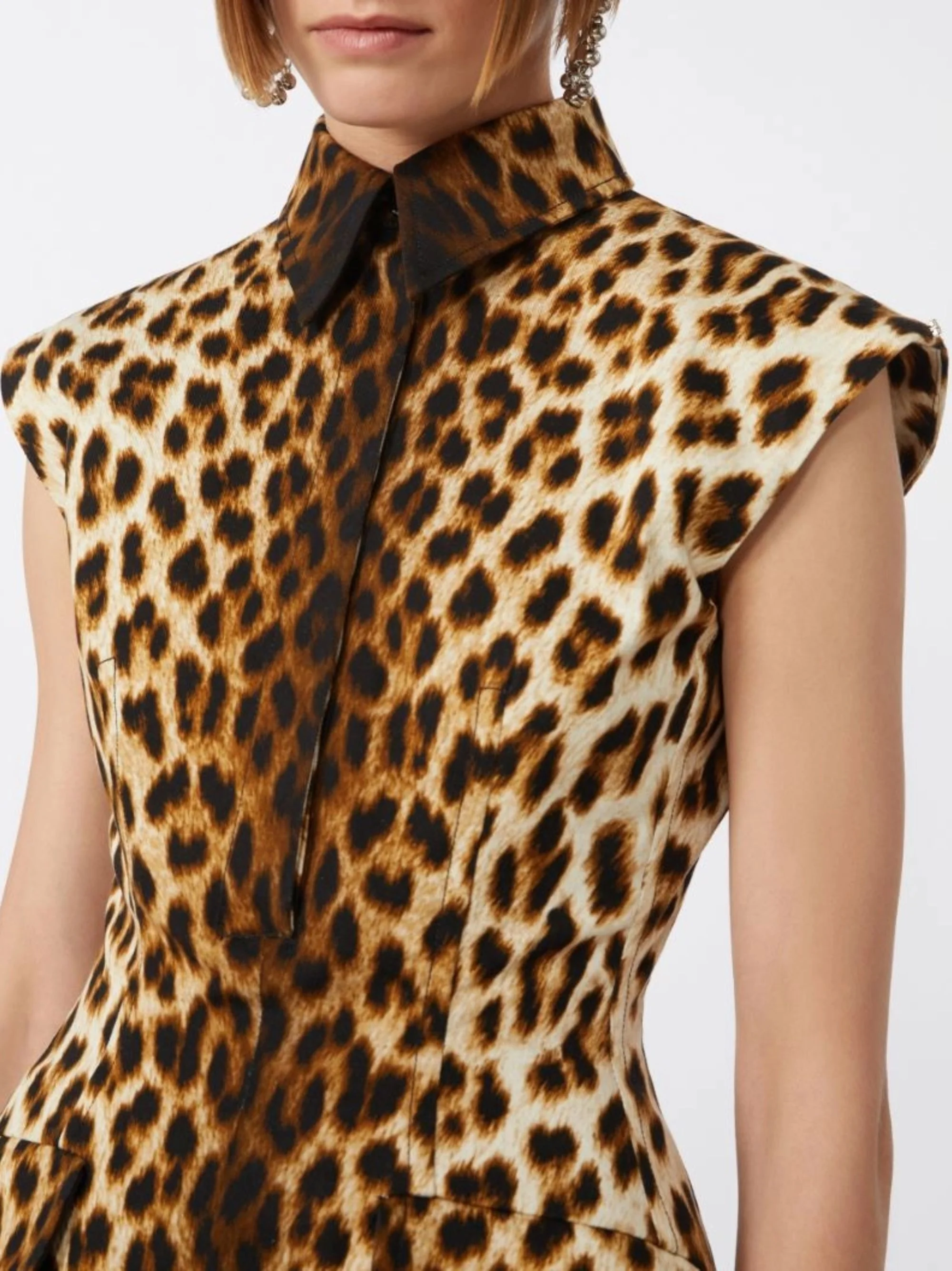 SportMax Cotton Mini Dress with Animal Print - Image 4