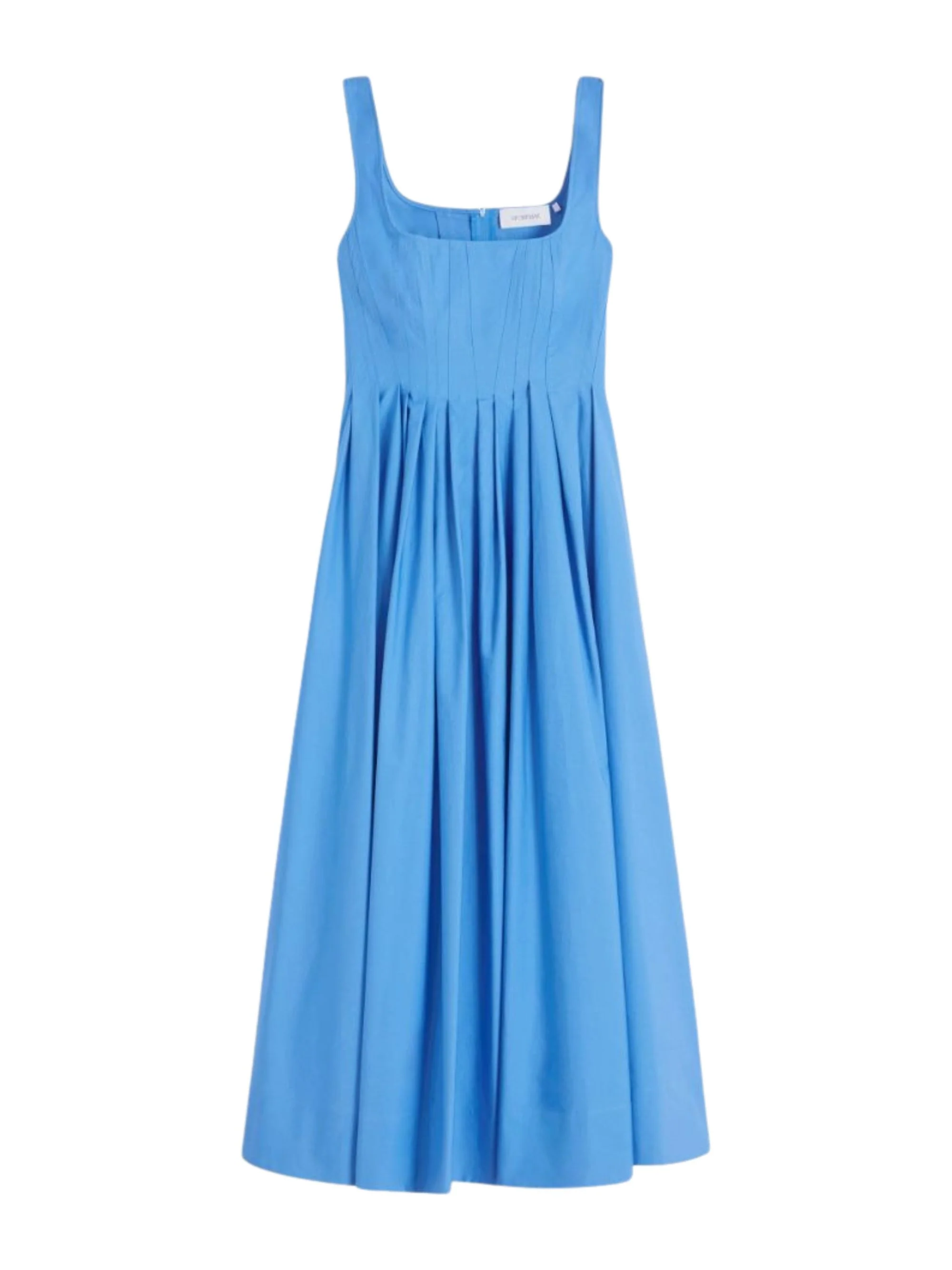 Sportmax Sporty Fitted Waist Dress with Flared Skirt and Square Neckline