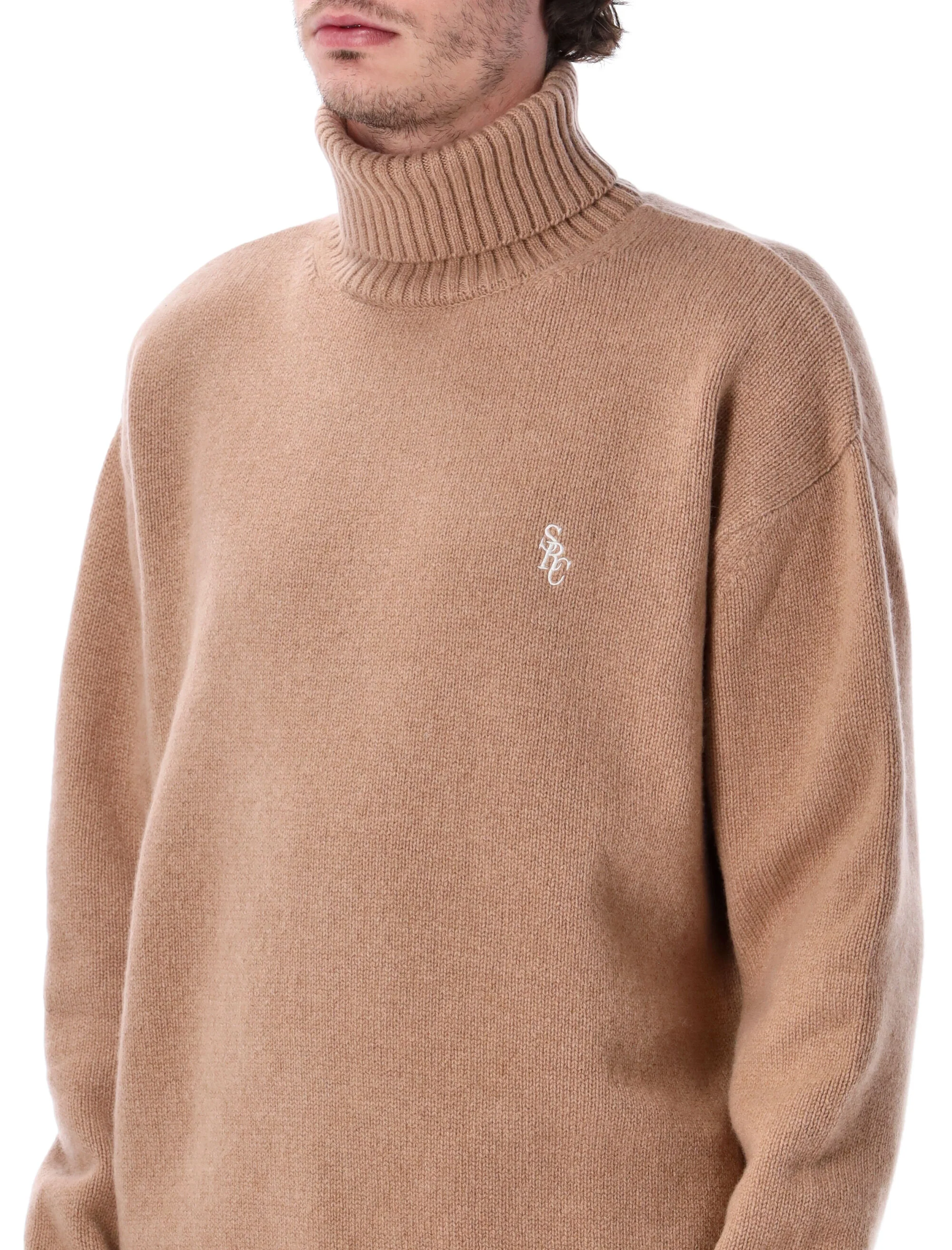 SPORTY & RICH SRC Turtleneck Logo-embroidered Sweater - Image 3