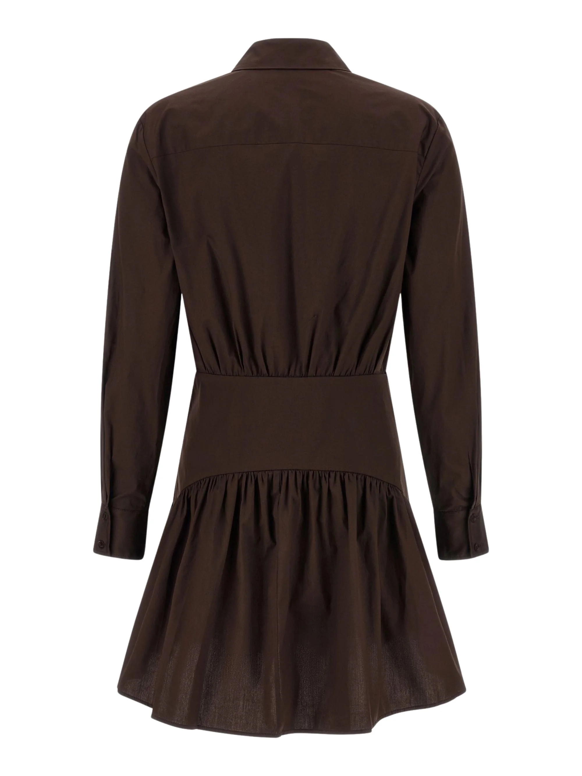 Staud Flared Mini Shirt Dress with Button Closure and Curved Detail - Image 2