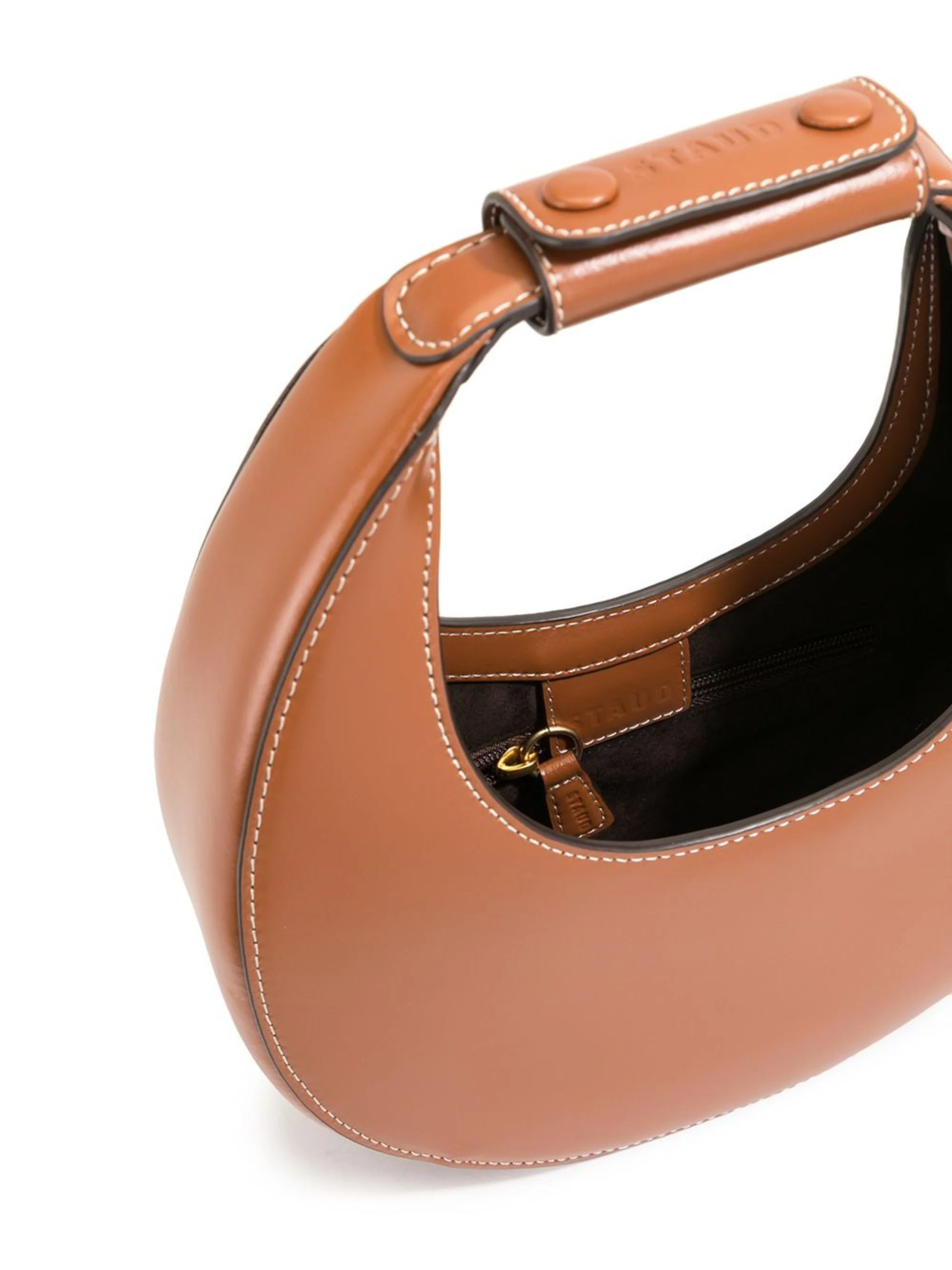 Staud Leather Top Handle Bag with Tonal Stitching - Image 3