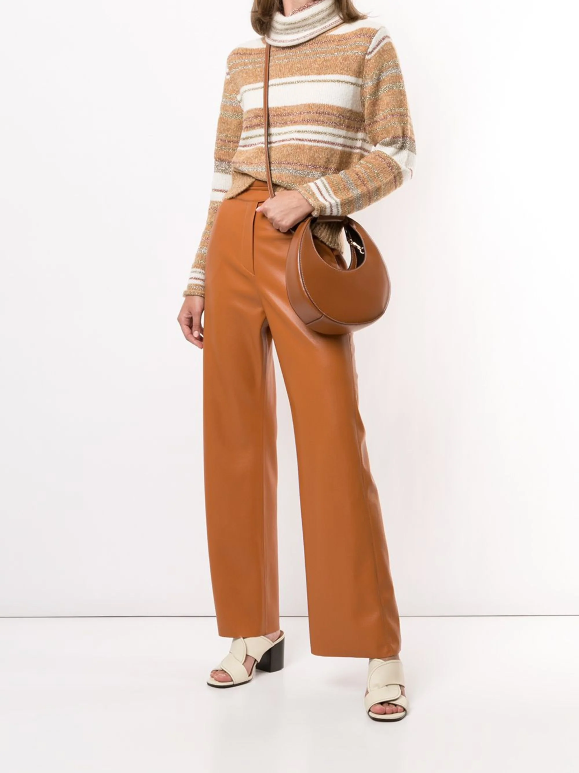 Staud Leather Top Handle Bag with Tonal Stitching - Image 4